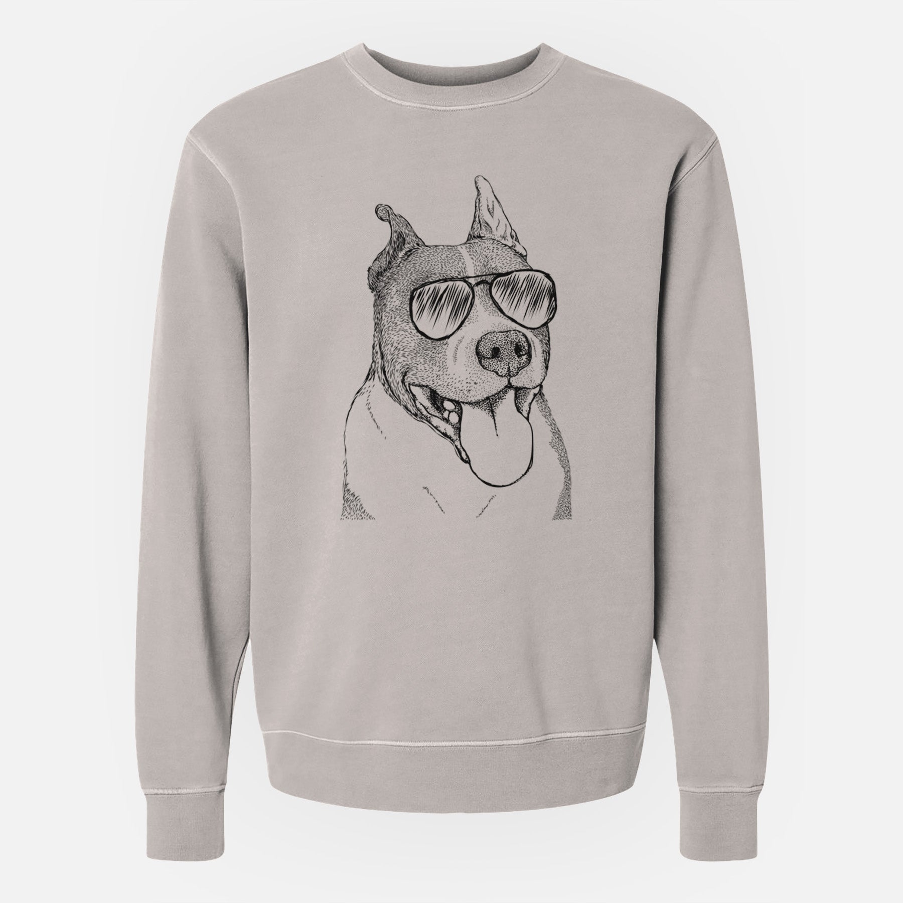 Aviator Piggy the American Staffordshire Terrier - Unisex Pigment Dyed Crew Sweatshirt