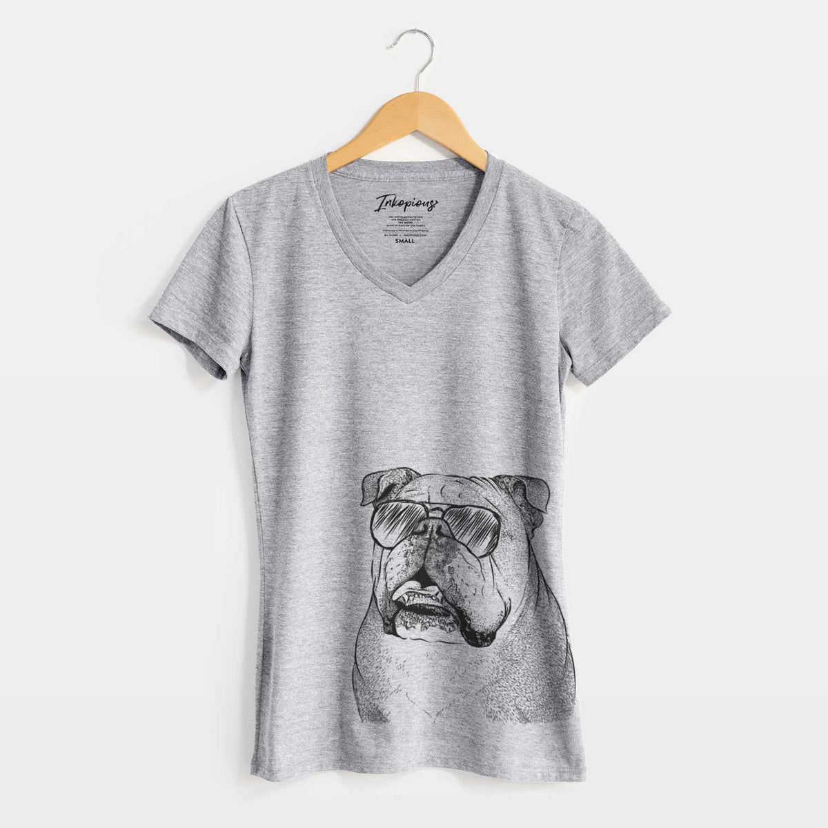 Aviator Piggy the English Bulldog - Women&#39;s V-neck Shirt