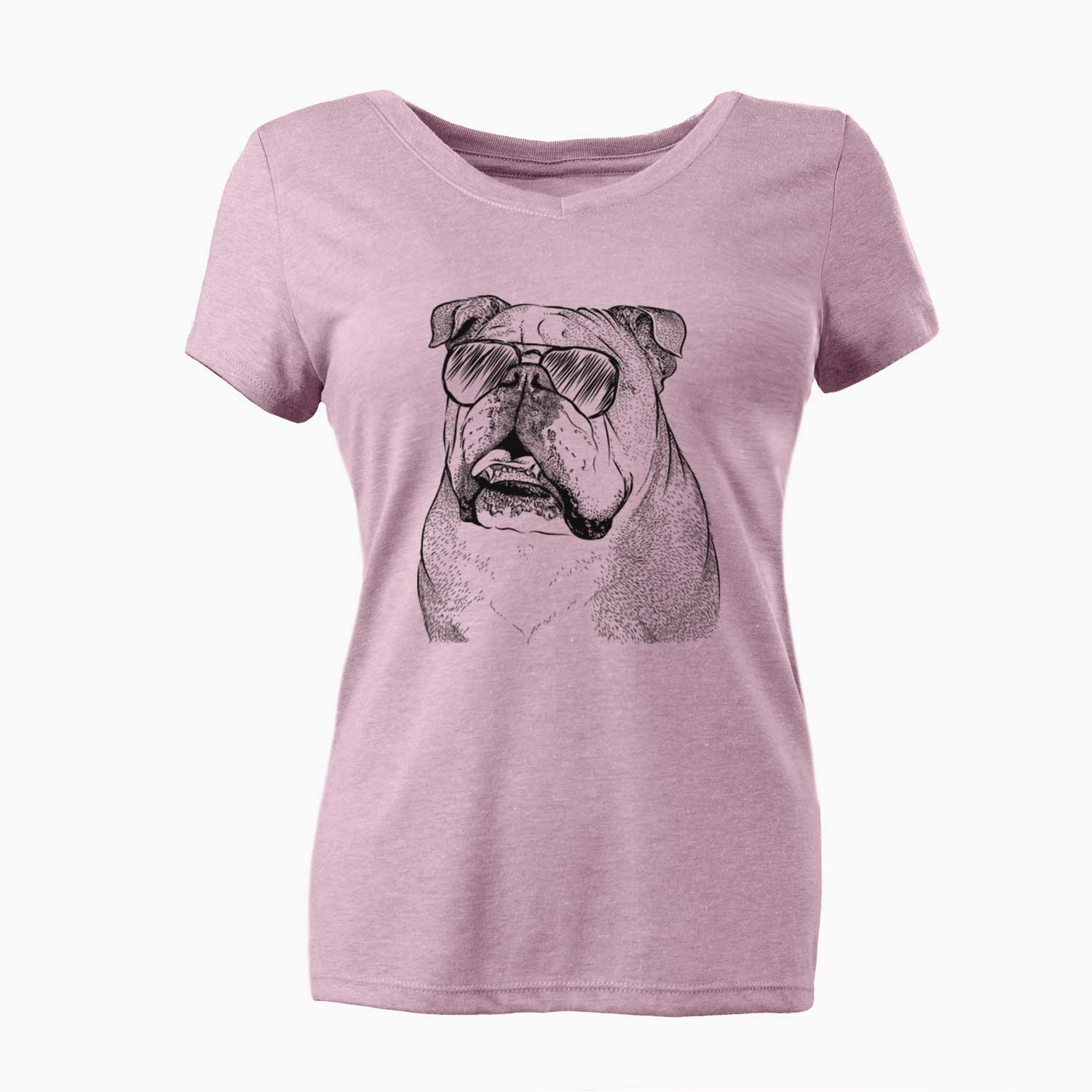 Aviator Piggy the English Bulldog - Women's V-neck Shirt