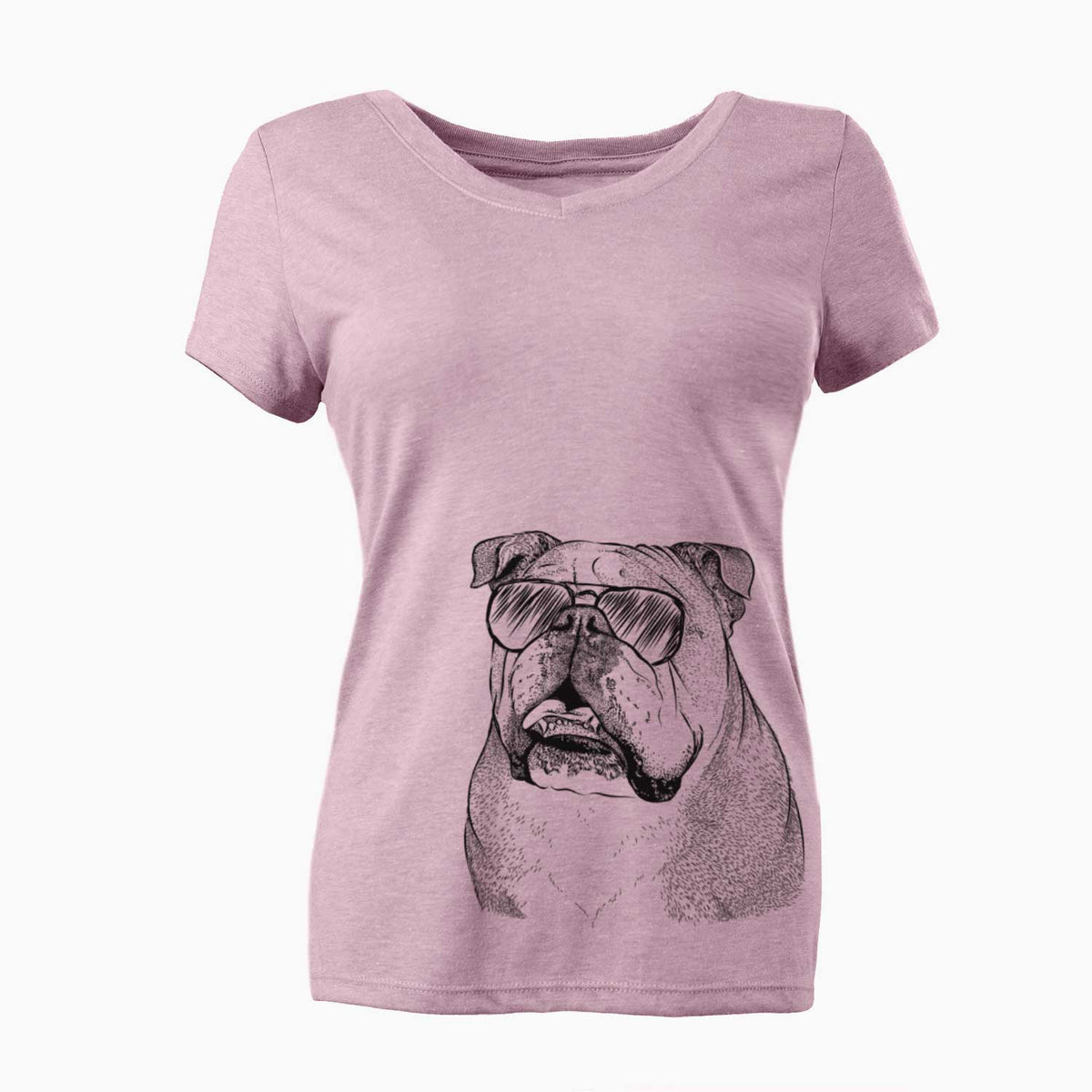 Aviator Piggy the English Bulldog - Women's V-neck Shirt