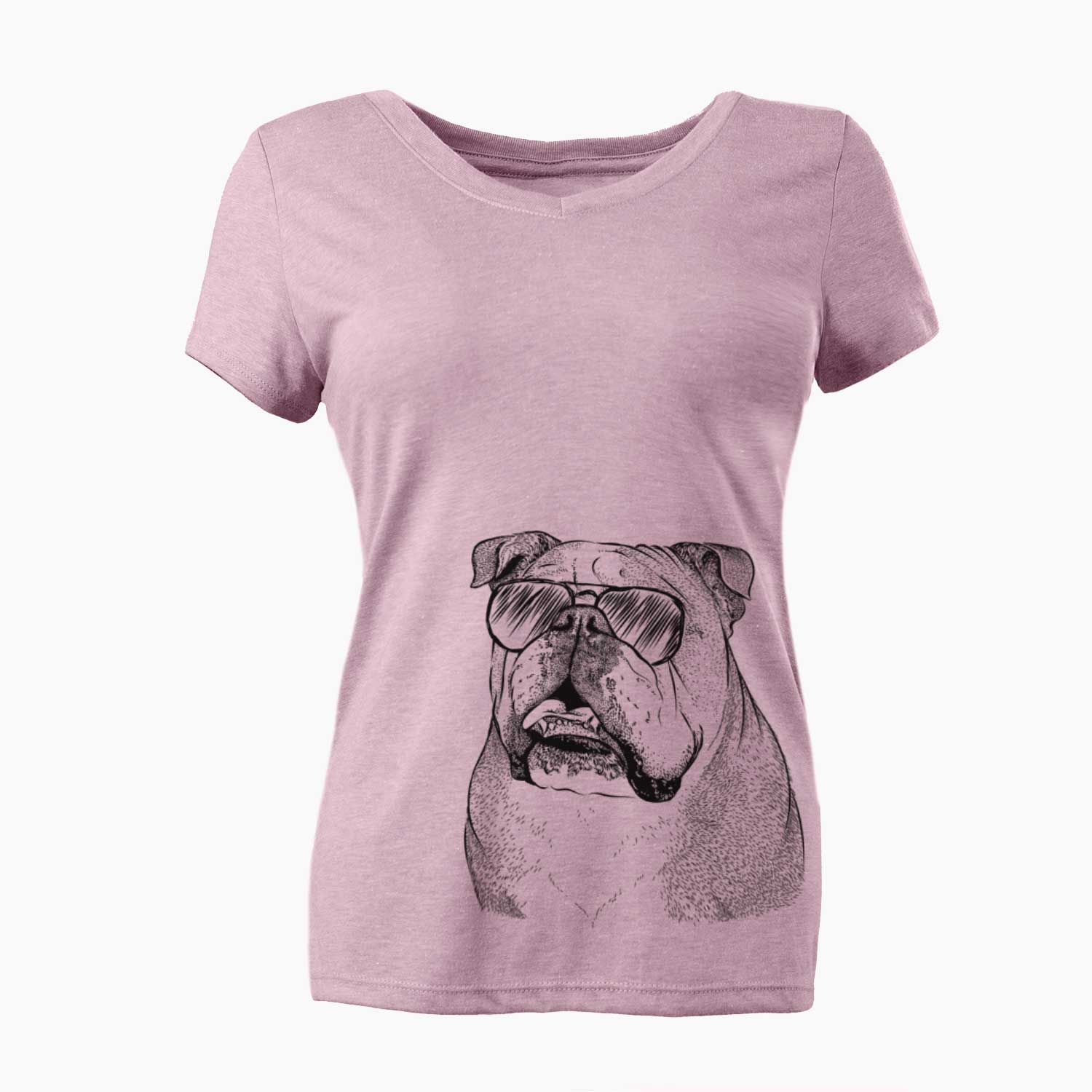 Aviator Piggy the English Bulldog - Women's V-neck Shirt