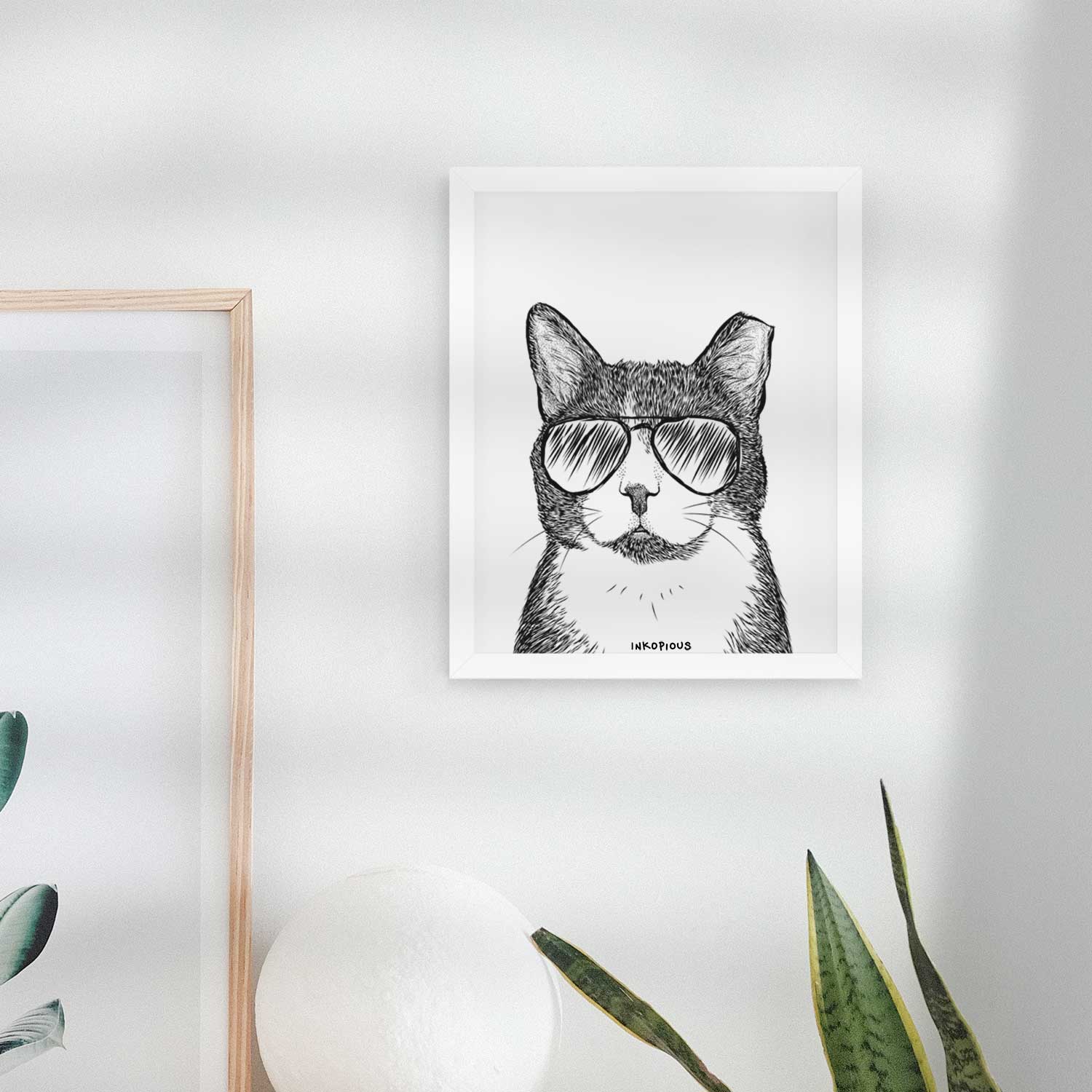 Pinky the Tuxedo Cat Art Print