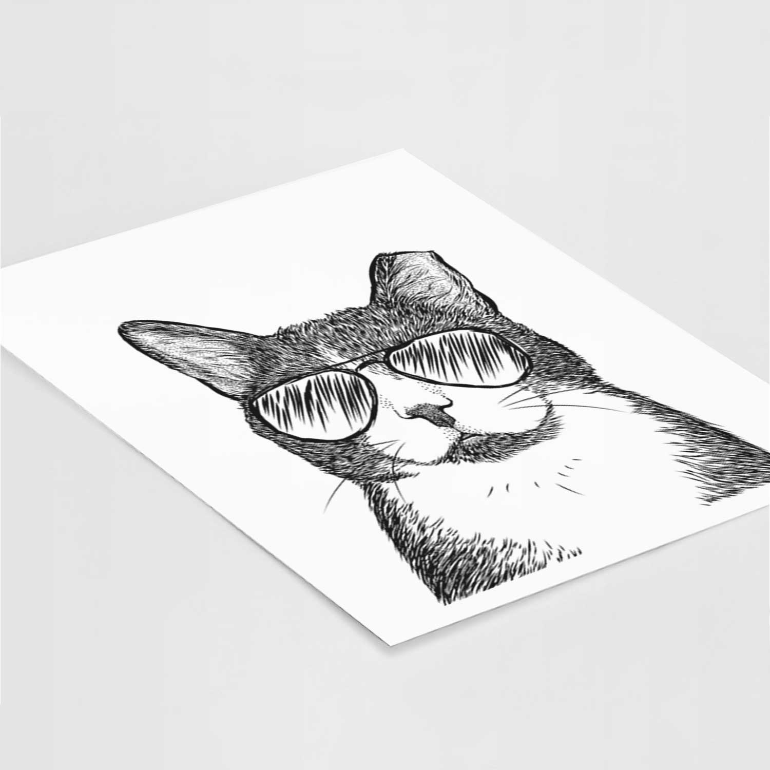 Pinky the Tuxedo Cat Art Print