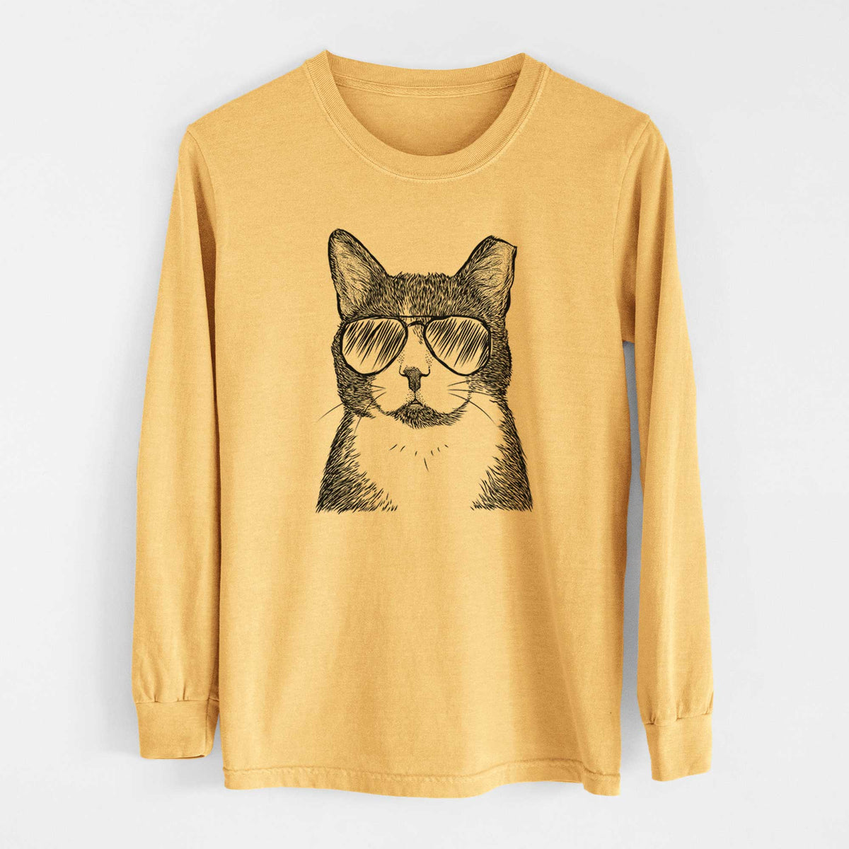 Aviators Pinky the Tuxedo Cat - Heavyweight 100% Cotton Long Sleeve