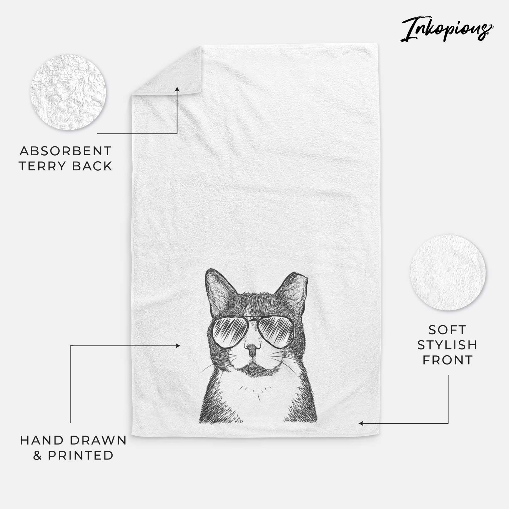 Pinky the Tuxedo Cat Decorative Hand Towel