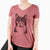 Aviator Pinky the Tuxedo Cat - Women's V-neck Shirt