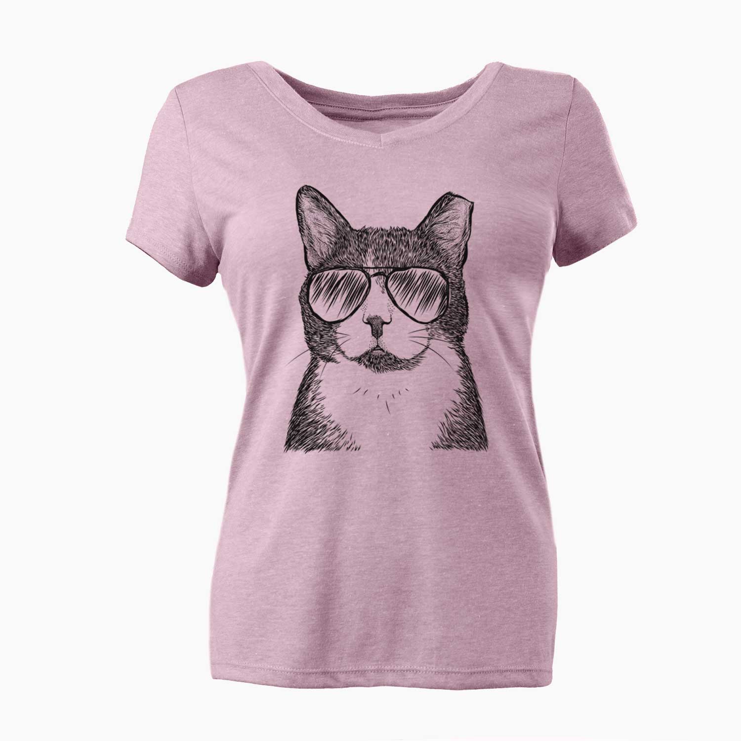 Aviator Pinky the Tuxedo Cat - Women's V-neck Shirt