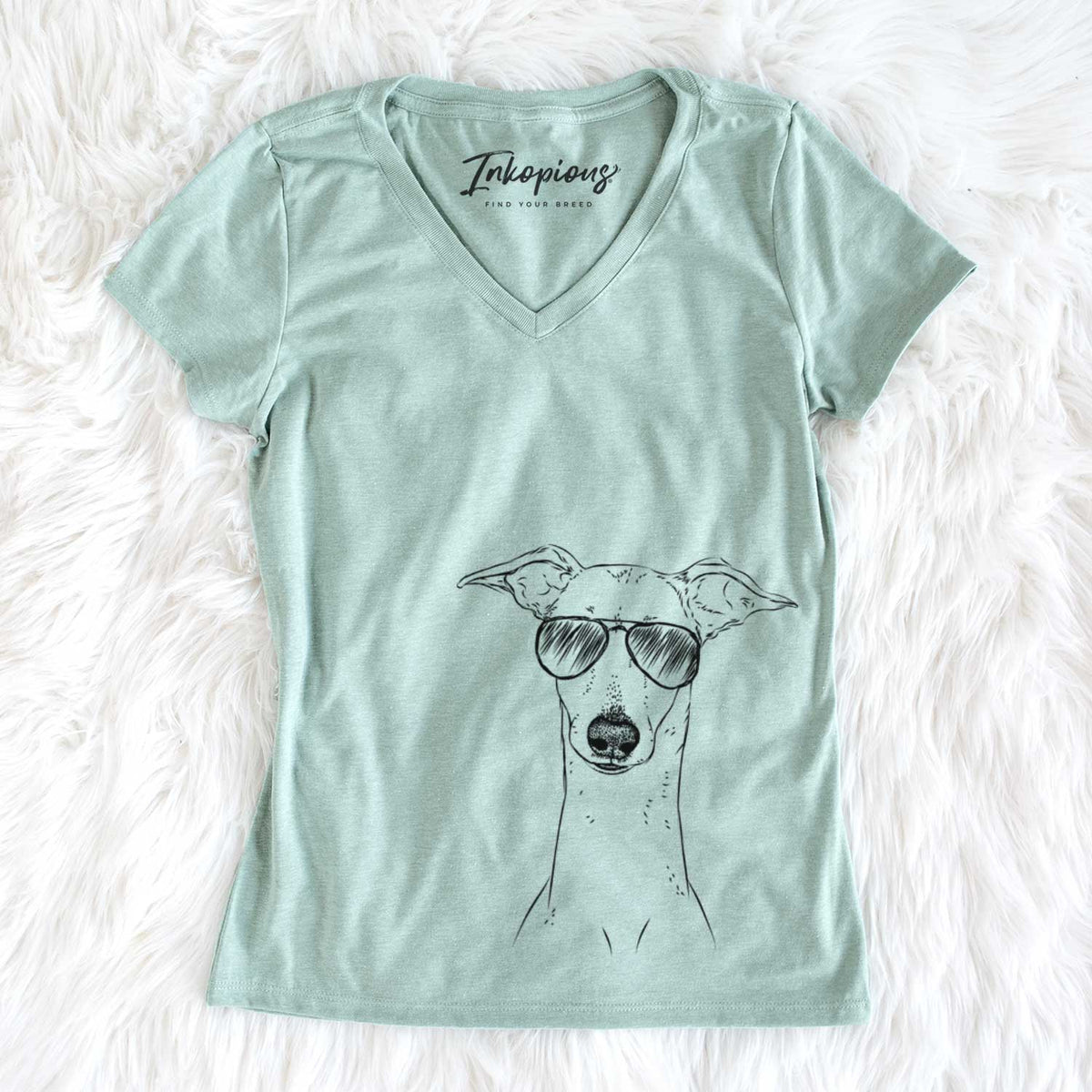 Aviator Pip the Italian Greyhound - Women's V-neck Shirt