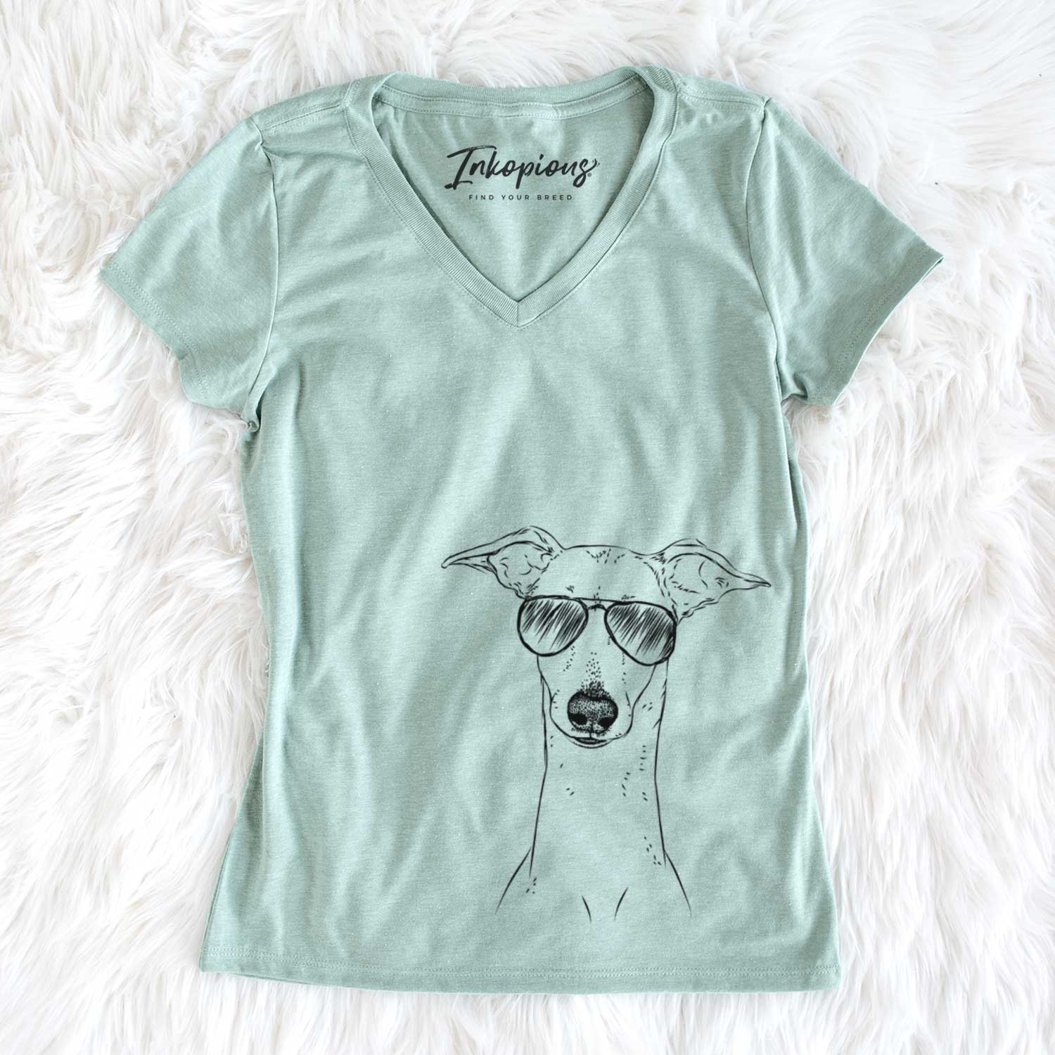 Aviator Pip the Italian Greyhound - Women's V-neck Shirt