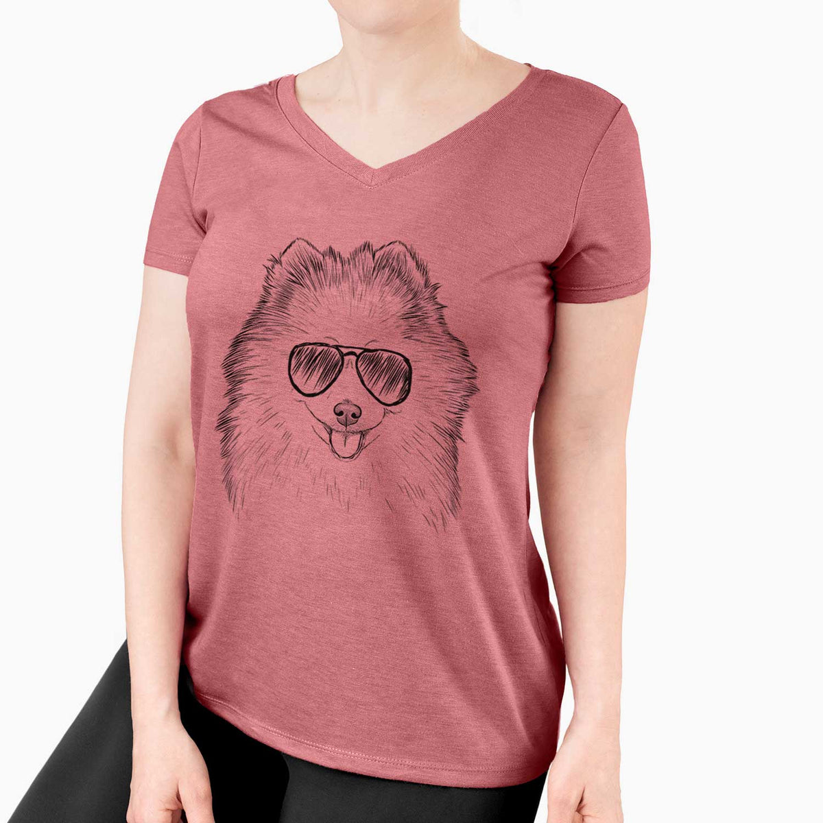 Aviator Piper Jo the Pomeranian - Women's V-neck Shirt