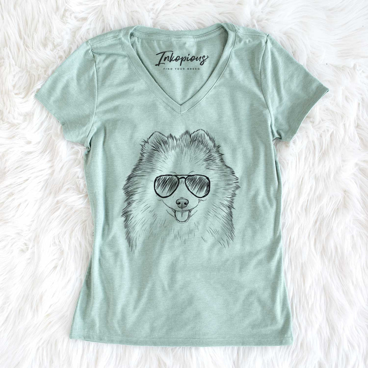 Aviator Piper Jo the Pomeranian - Women's V-neck Shirt