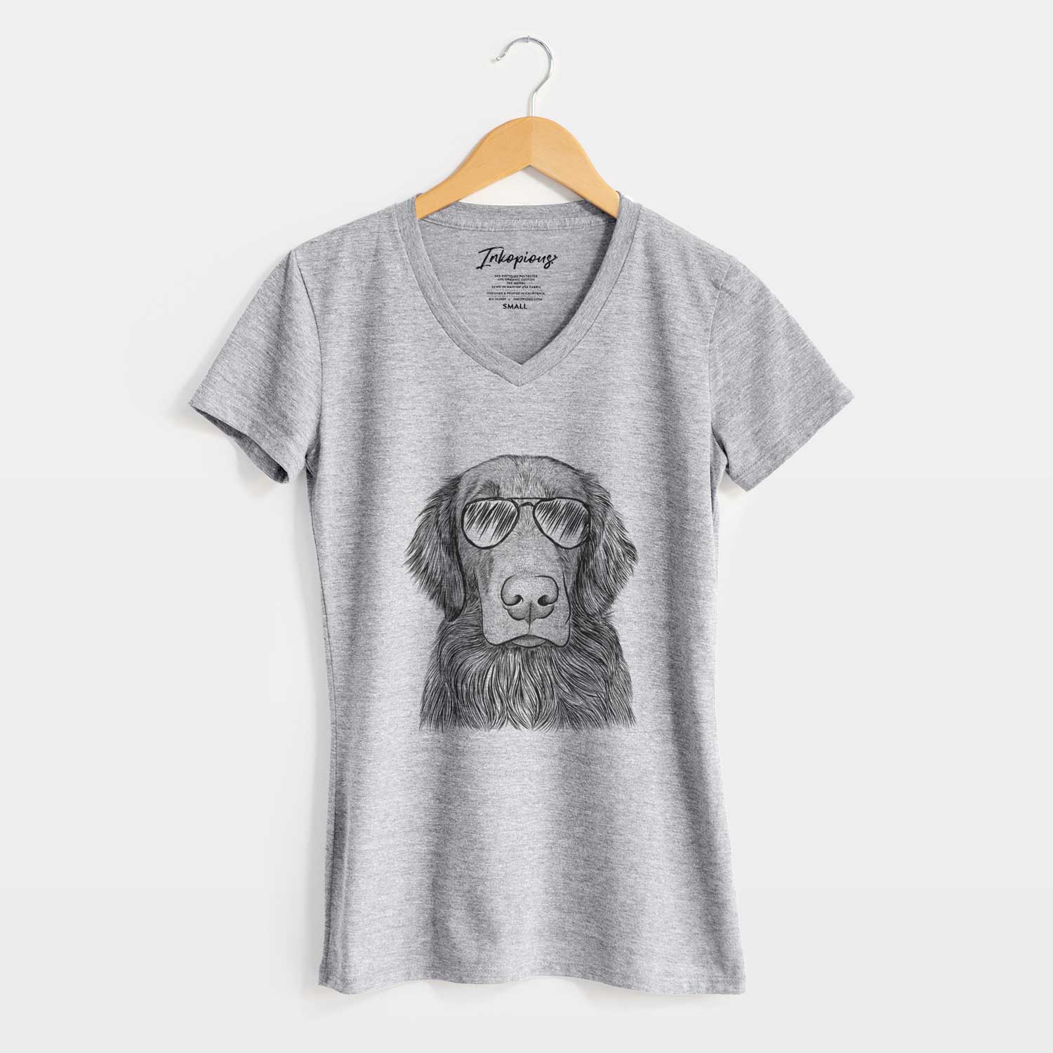 Aviator Pippin the Flat Coated Retriever - Women's V-neck Shirt