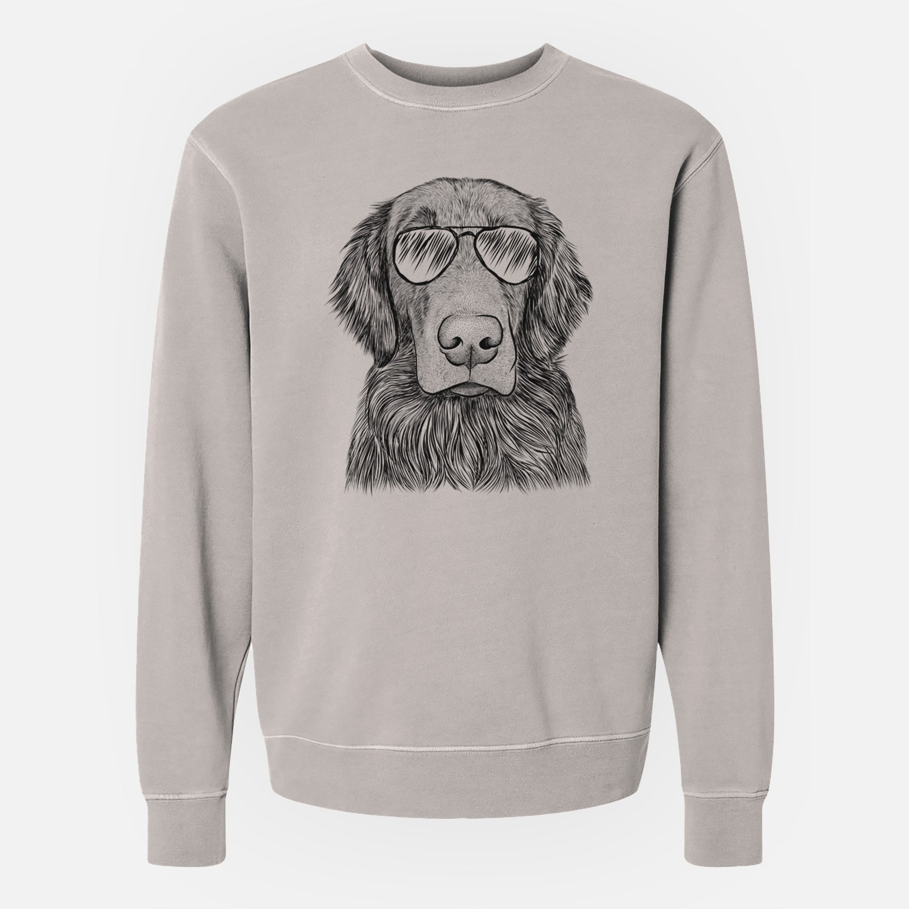 Aviator Pippin the Flat Coated Retriever - Unisex Pigment Dyed Crew Sweatshirt