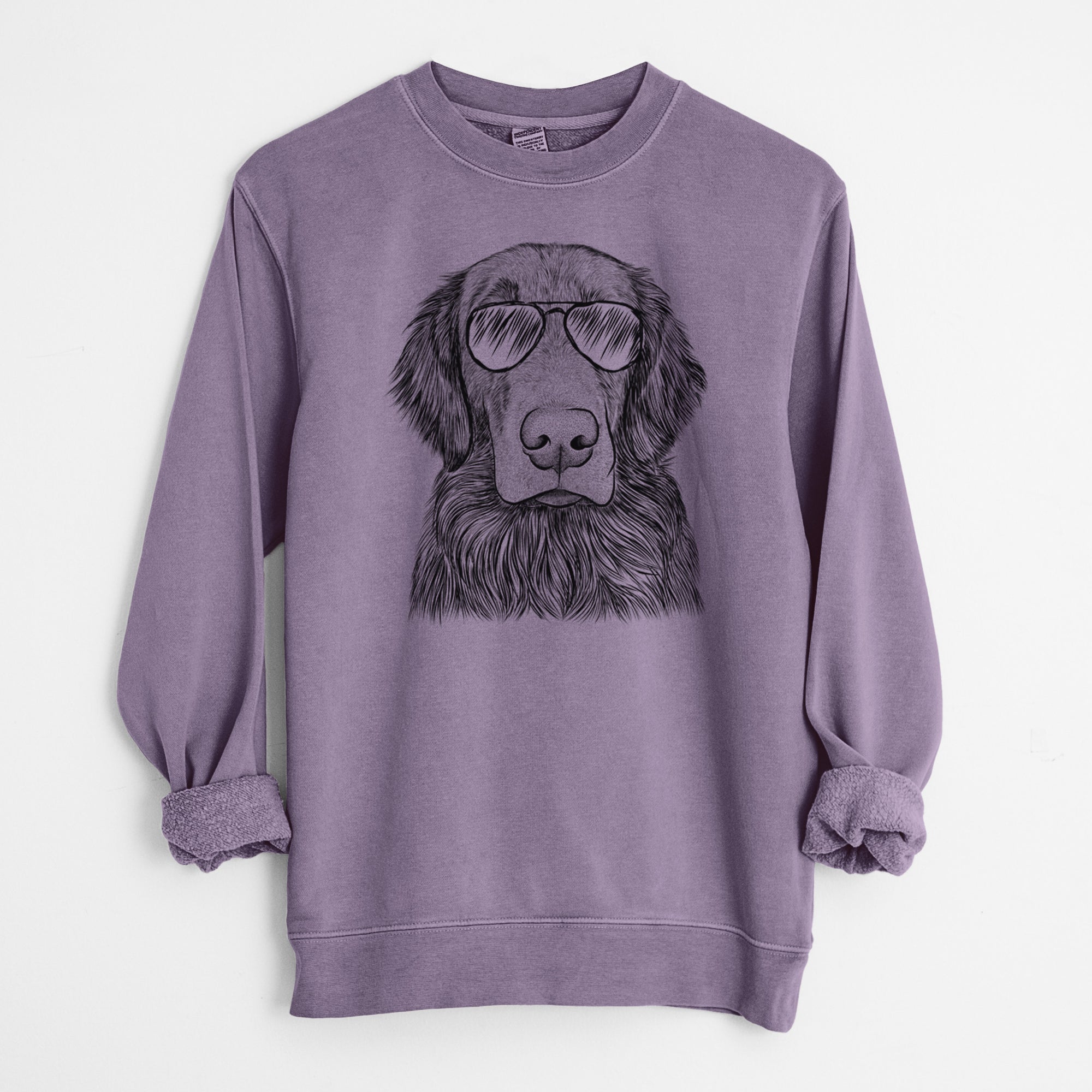 Aviator Pippin the Flat Coated Retriever - Unisex Pigment Dyed Crew Sweatshirt