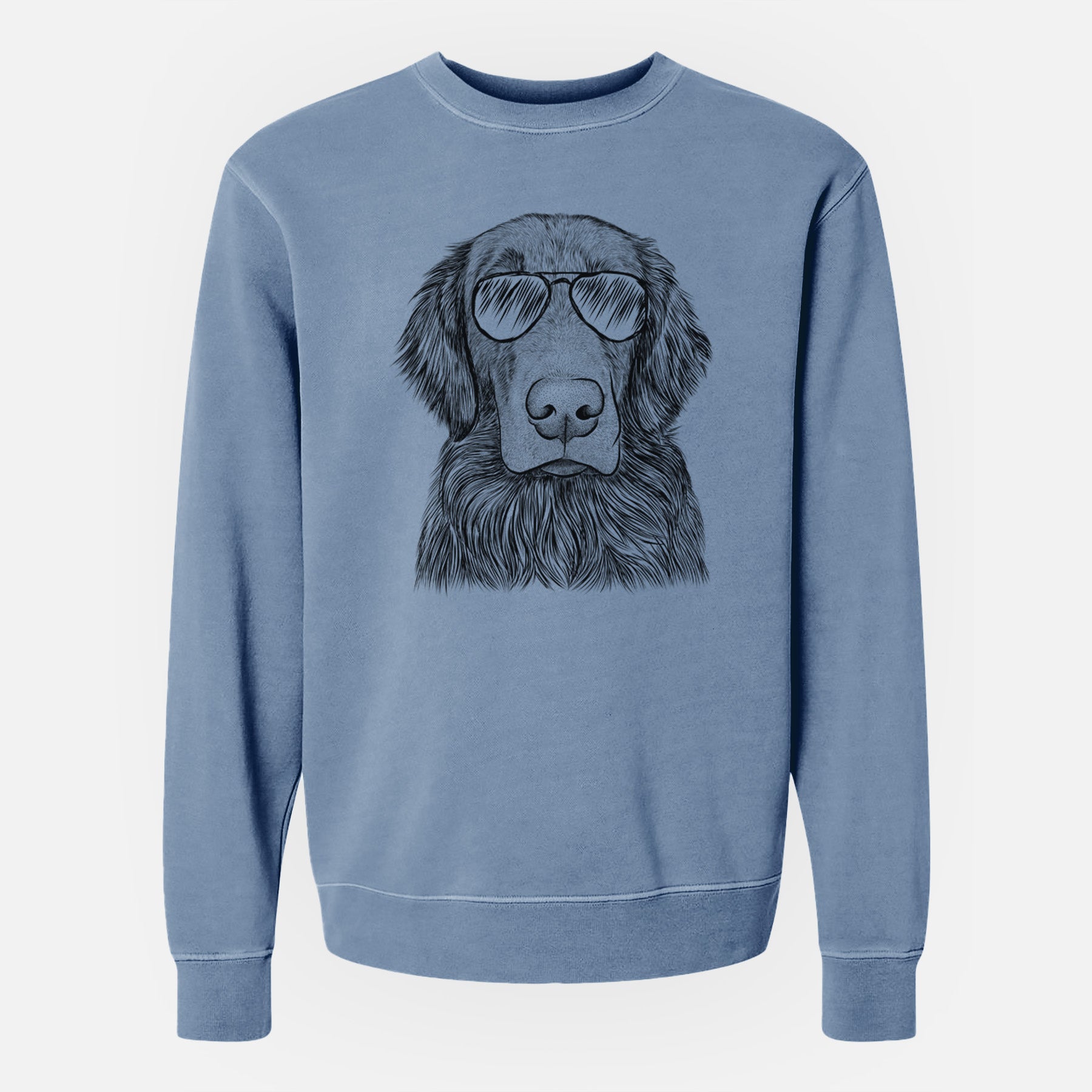 Aviator Pippin the Flat Coated Retriever - Unisex Pigment Dyed Crew Sweatshirt