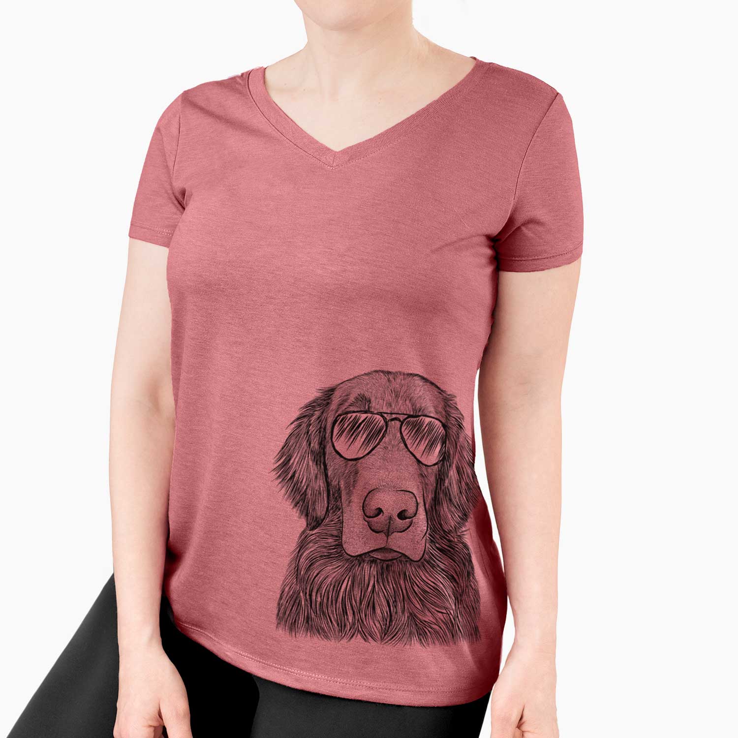 Aviator Pippin the Flat Coated Retriever - Women's V-neck Shirt