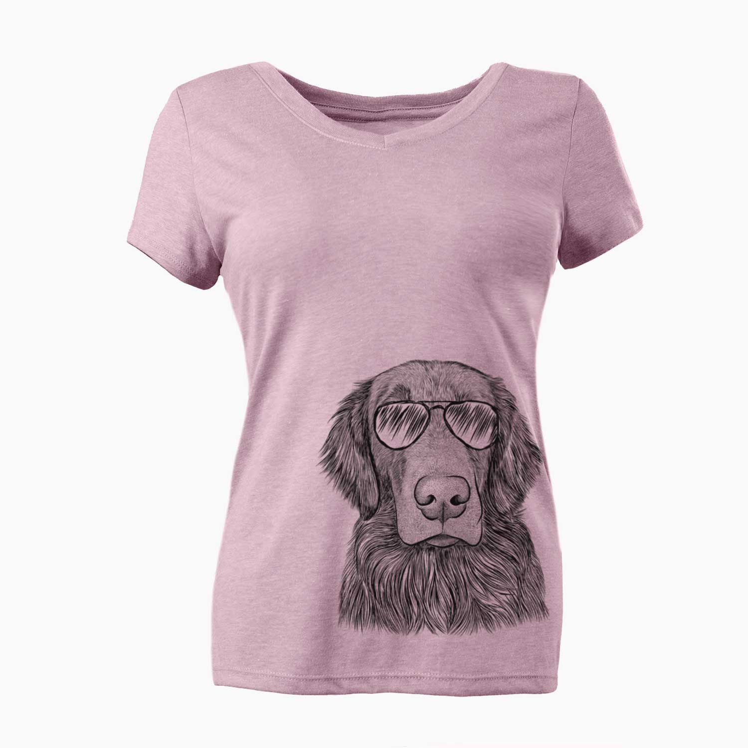 Aviator Pippin the Flat Coated Retriever - Women's V-neck Shirt