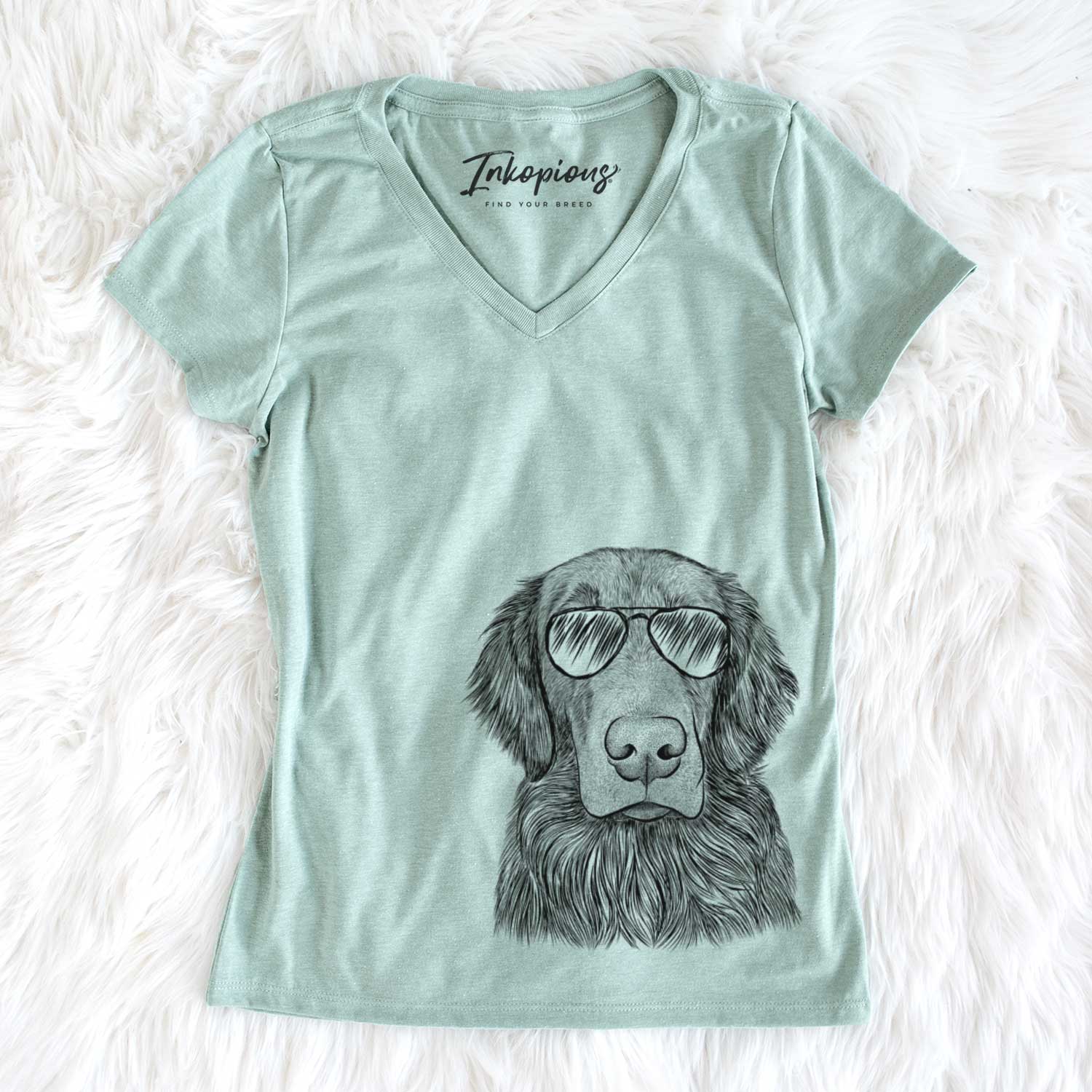 Aviator Pippin the Flat Coated Retriever - Women's V-neck Shirt