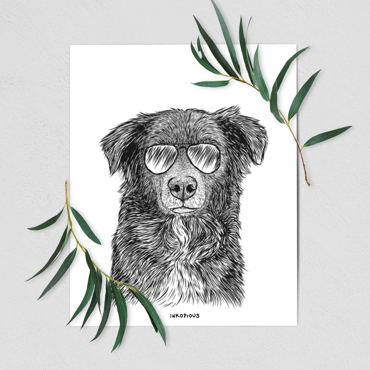 Pixel the Australian Shepherd Art Print