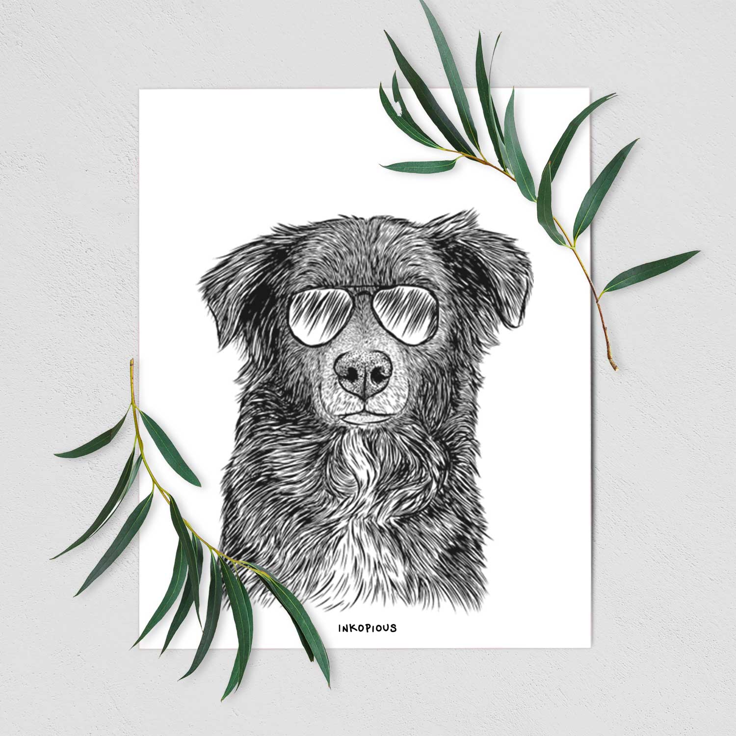 Pixel the Australian Shepherd Art Print