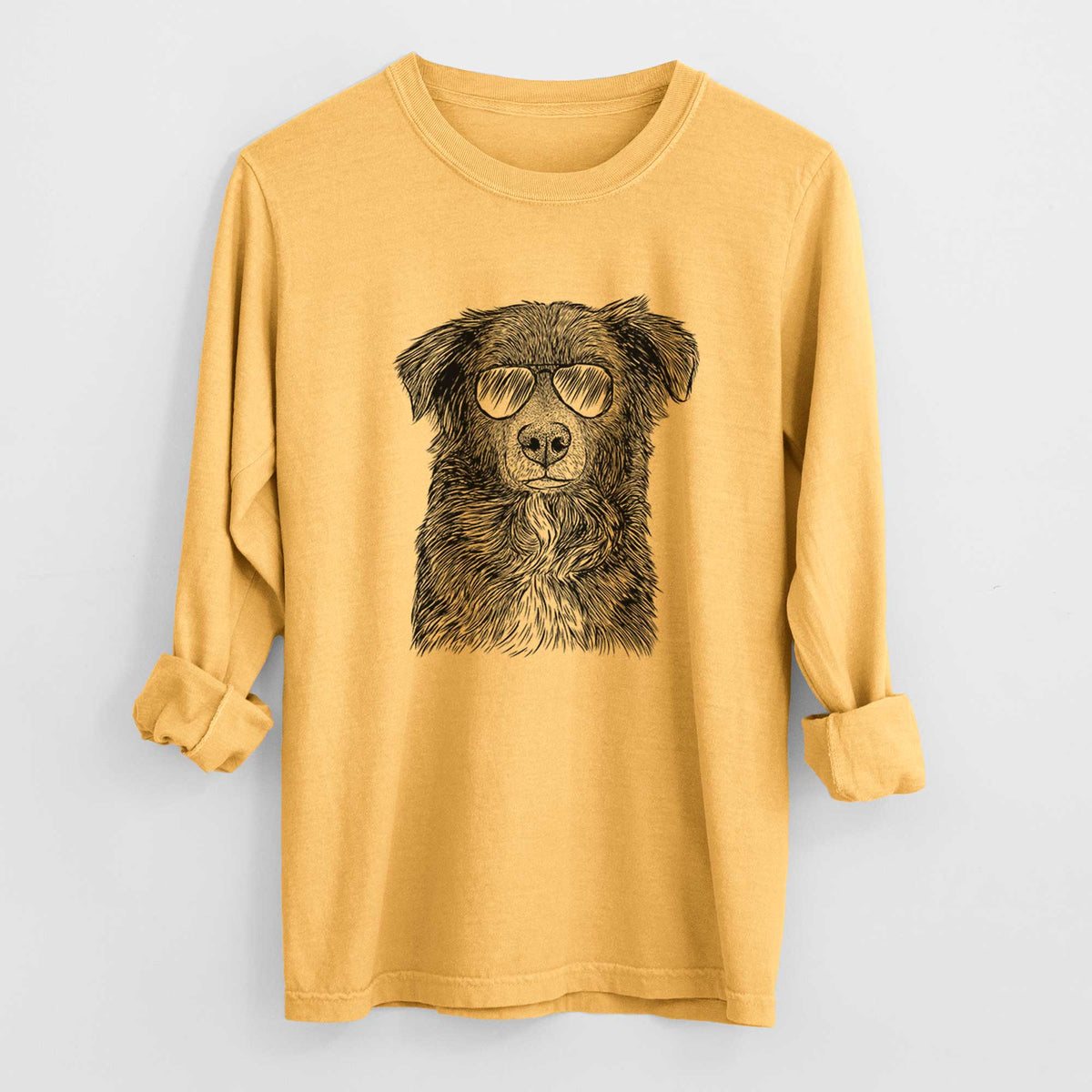 Aviators Pixel the Australian Shepherd - Heavyweight 100% Cotton Long Sleeve