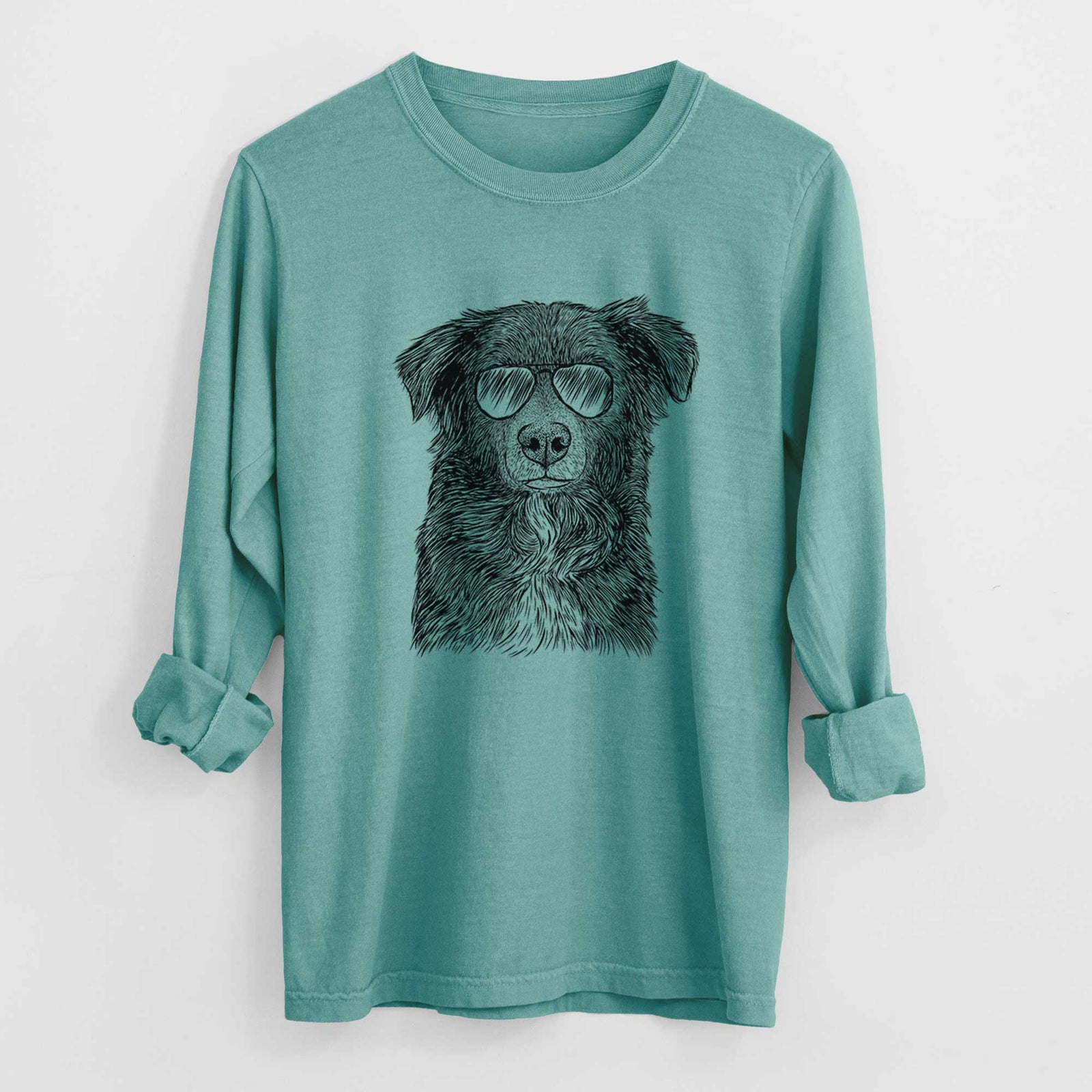 Aviators Pixel the Australian Shepherd - Heavyweight 100% Cotton Long Sleeve