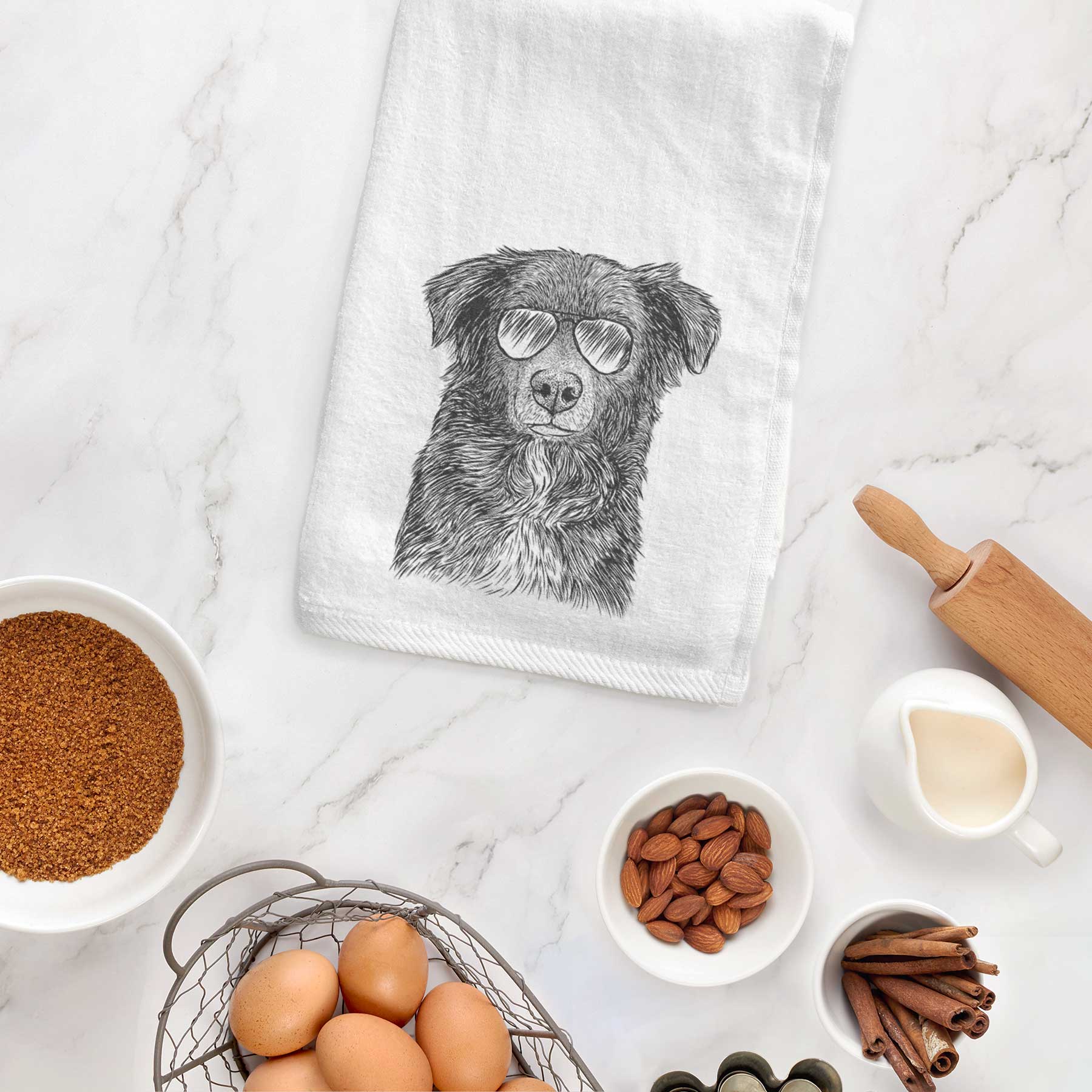 Pixel the Australian Shepherd Decorative Hand Towel