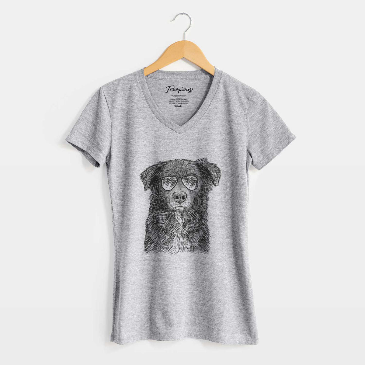 Aviator Pixel the Australian Shepherd - Women's V-neck Shirt