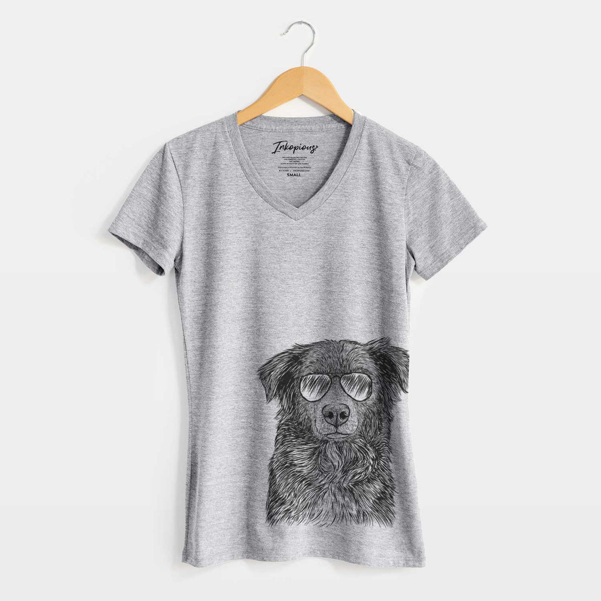 Aviator Pixel the Australian Shepherd - Women&#39;s V-neck Shirt