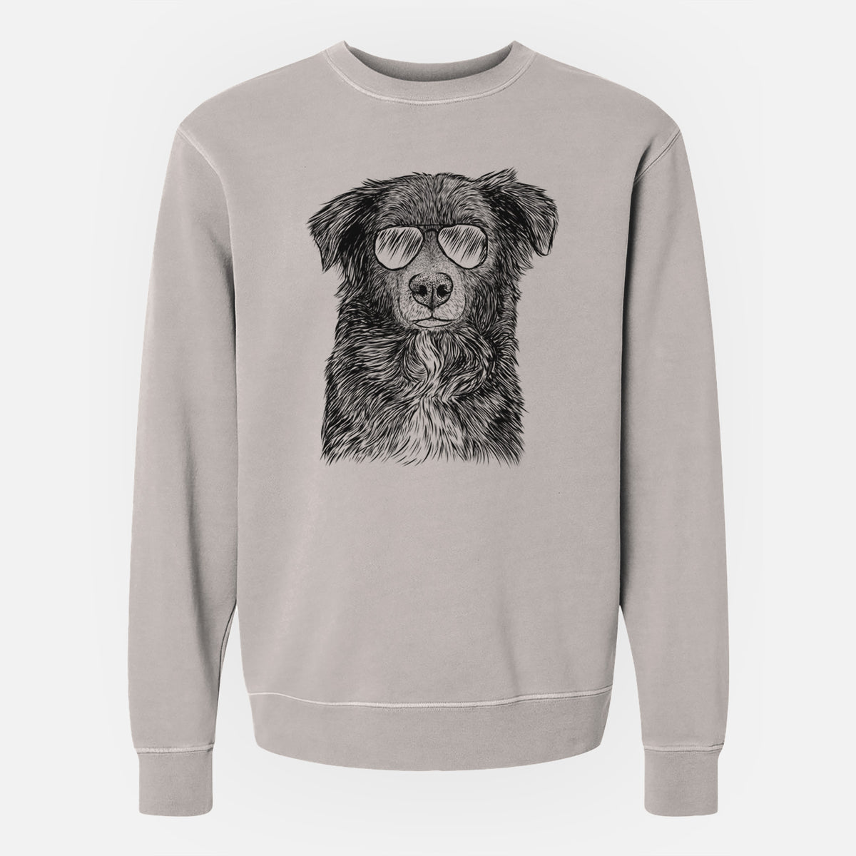 Aviator Pixel the Australian Shepherd - Unisex Pigment Dyed Crew Sweatshirt