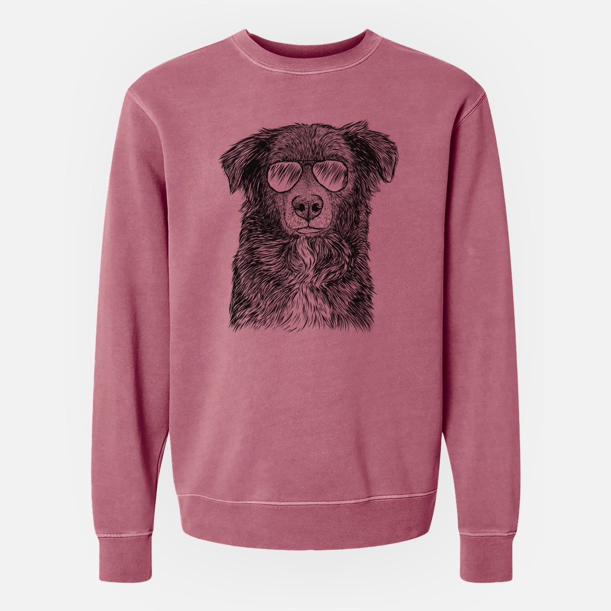 Aviator Pixel the Australian Shepherd - Unisex Pigment Dyed Crew Sweatshirt