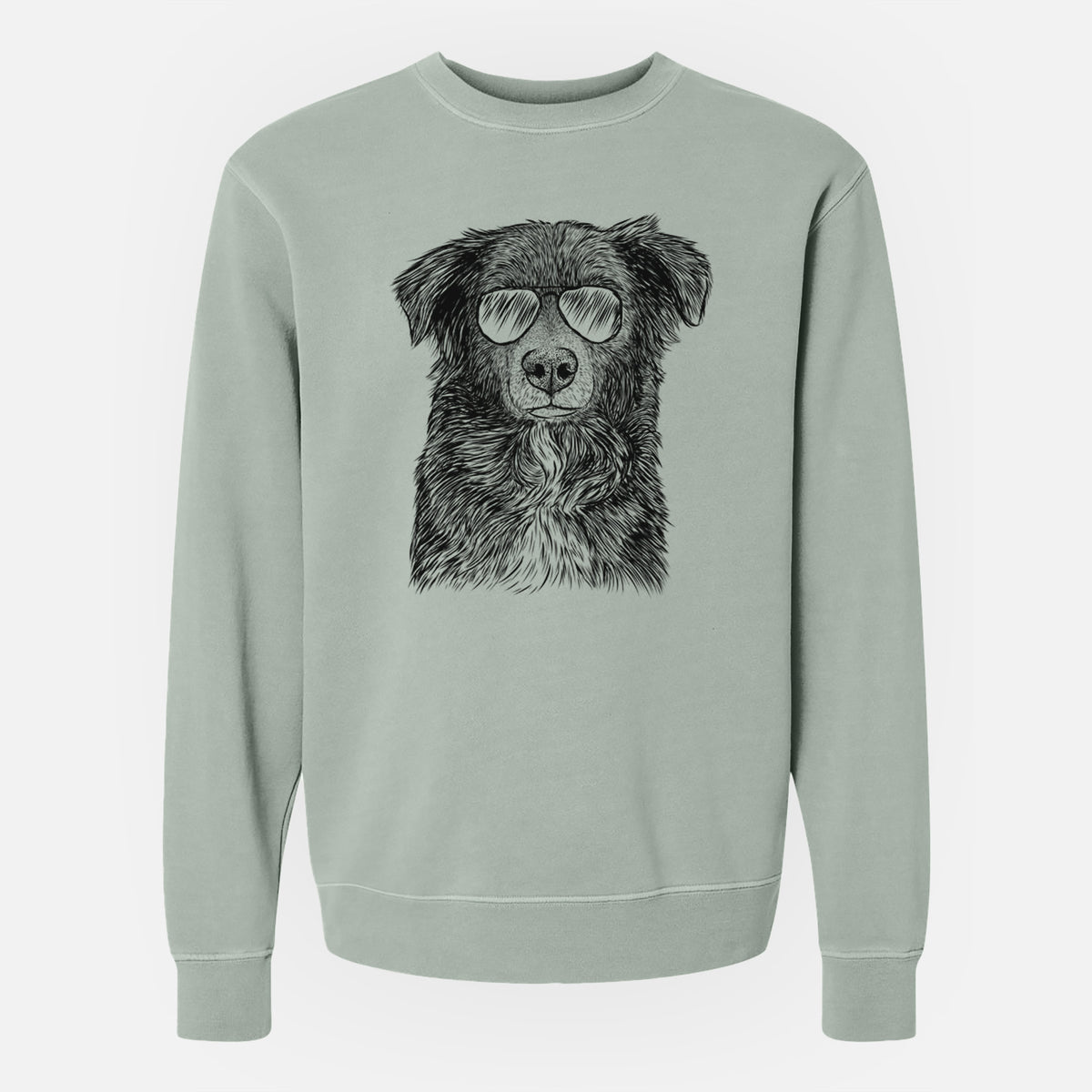 Aviator Pixel the Australian Shepherd - Unisex Pigment Dyed Crew Sweatshirt