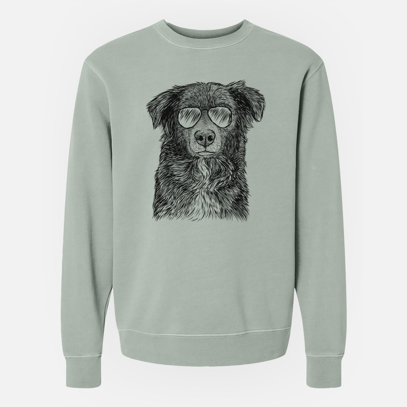Aviator Pixel the Australian Shepherd - Unisex Pigment Dyed Crew Sweatshirt