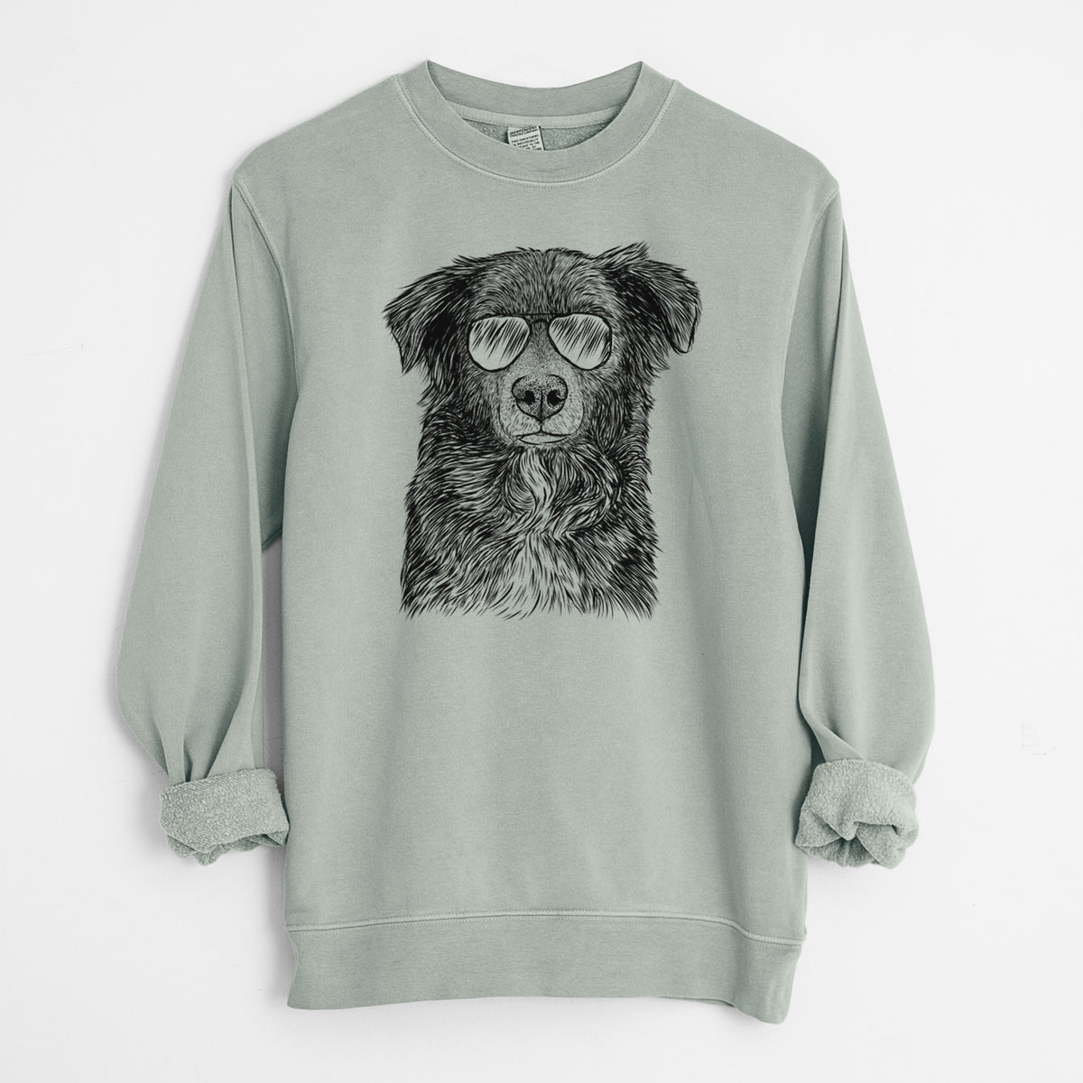 Aviator Pixel the Australian Shepherd - Unisex Pigment Dyed Crew Sweatshirt