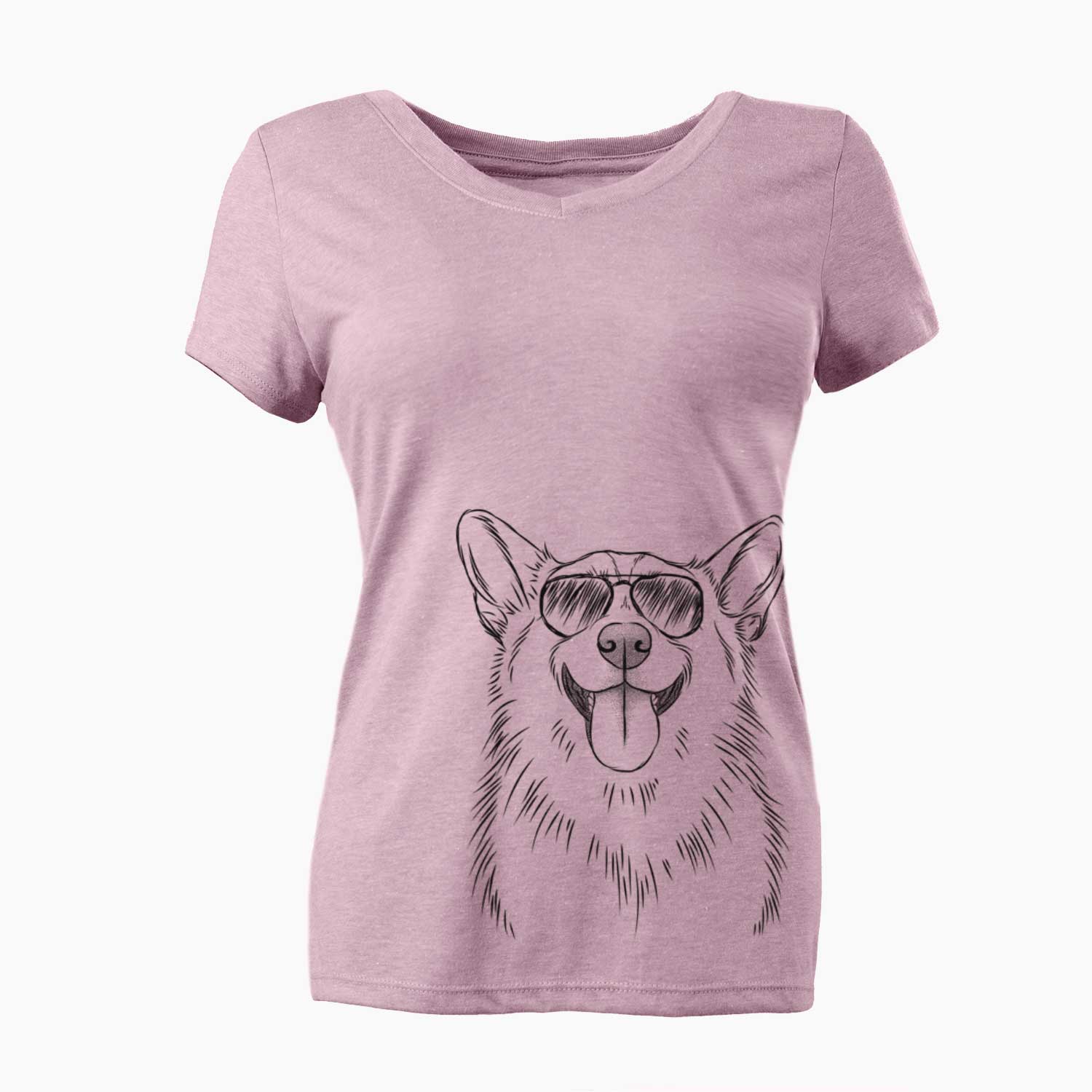 Aviator Porter the Pembroke Welsh Corgi - Women's V-neck Shirt