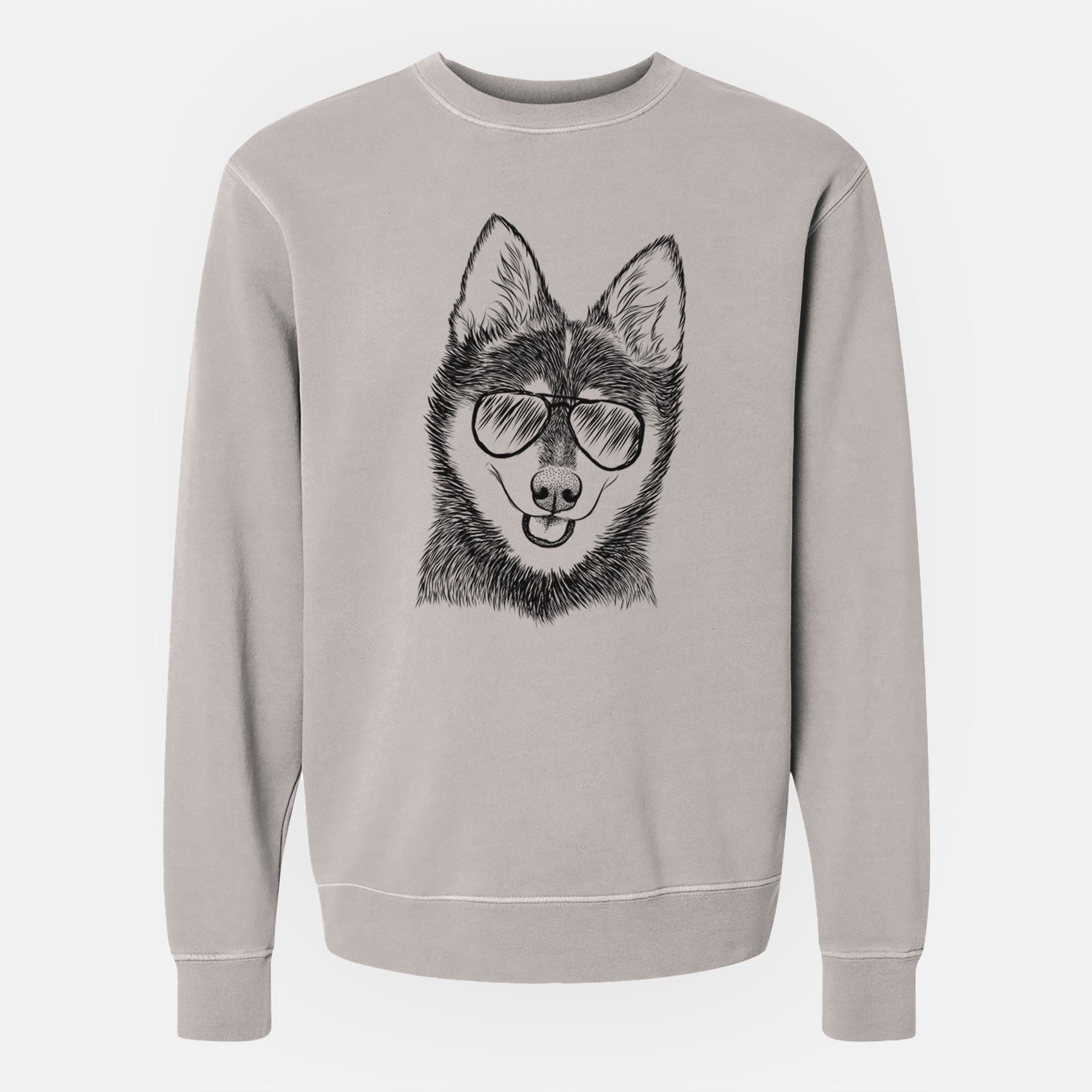 Aviator Posey the Alaskan Klee Kai - Unisex Pigment Dyed Crew Sweatshirt