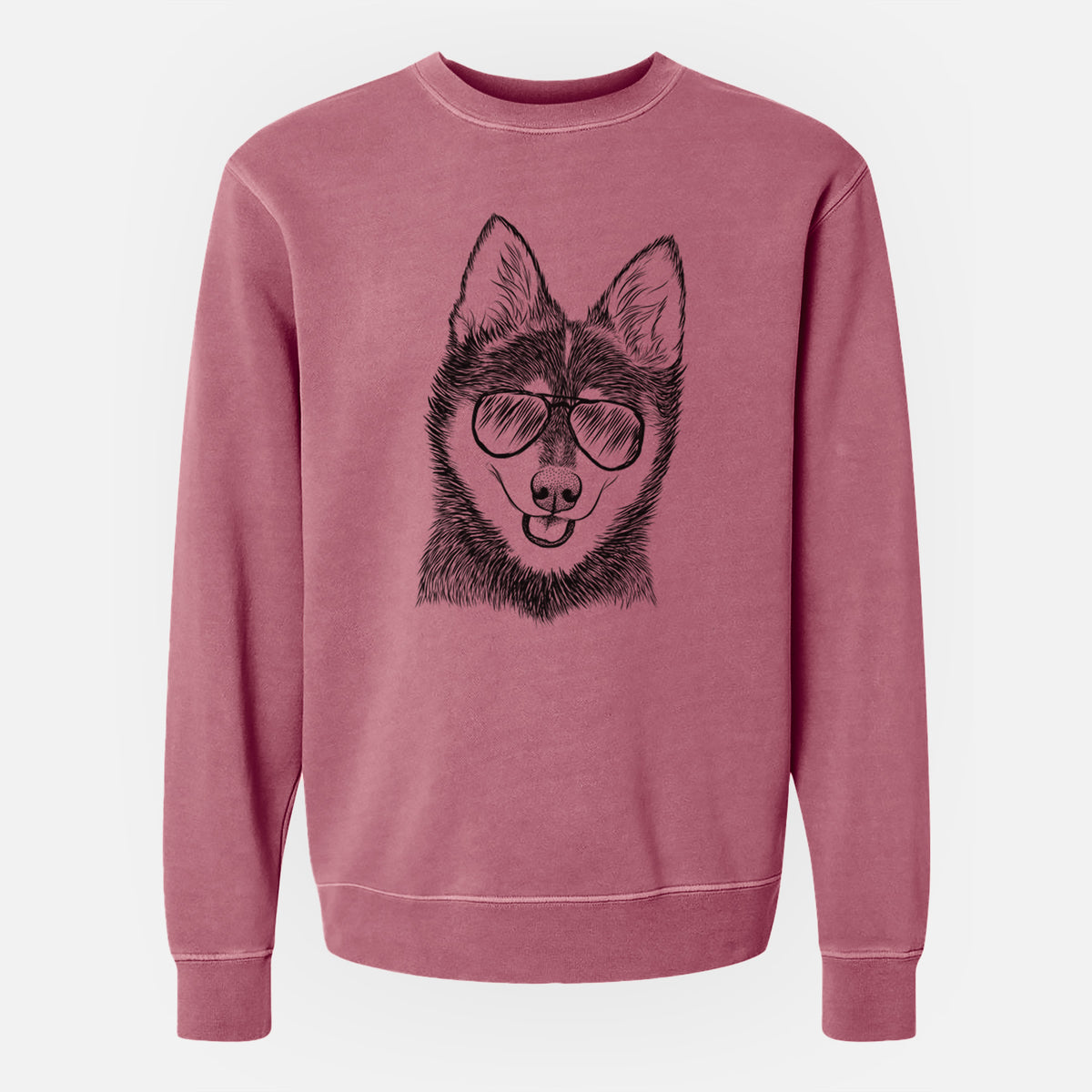 Aviator Posey the Alaskan Klee Kai - Unisex Pigment Dyed Crew Sweatshirt