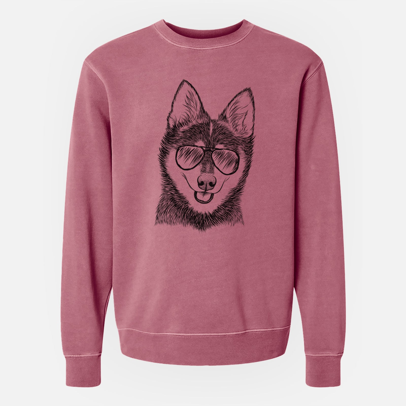 Aviator Posey the Alaskan Klee Kai - Unisex Pigment Dyed Crew Sweatshirt