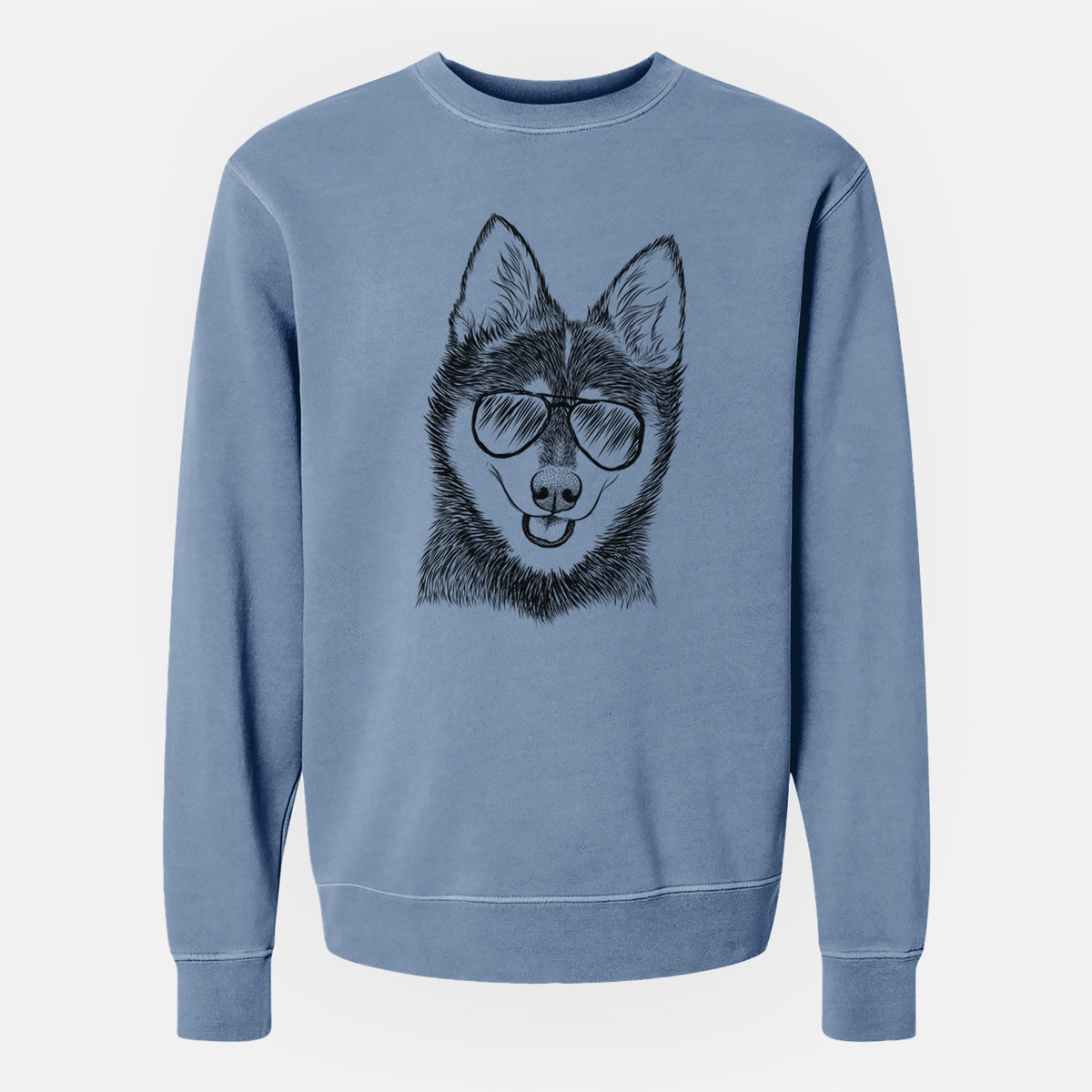 Aviator Posey the Alaskan Klee Kai - Unisex Pigment Dyed Crew Sweatshirt