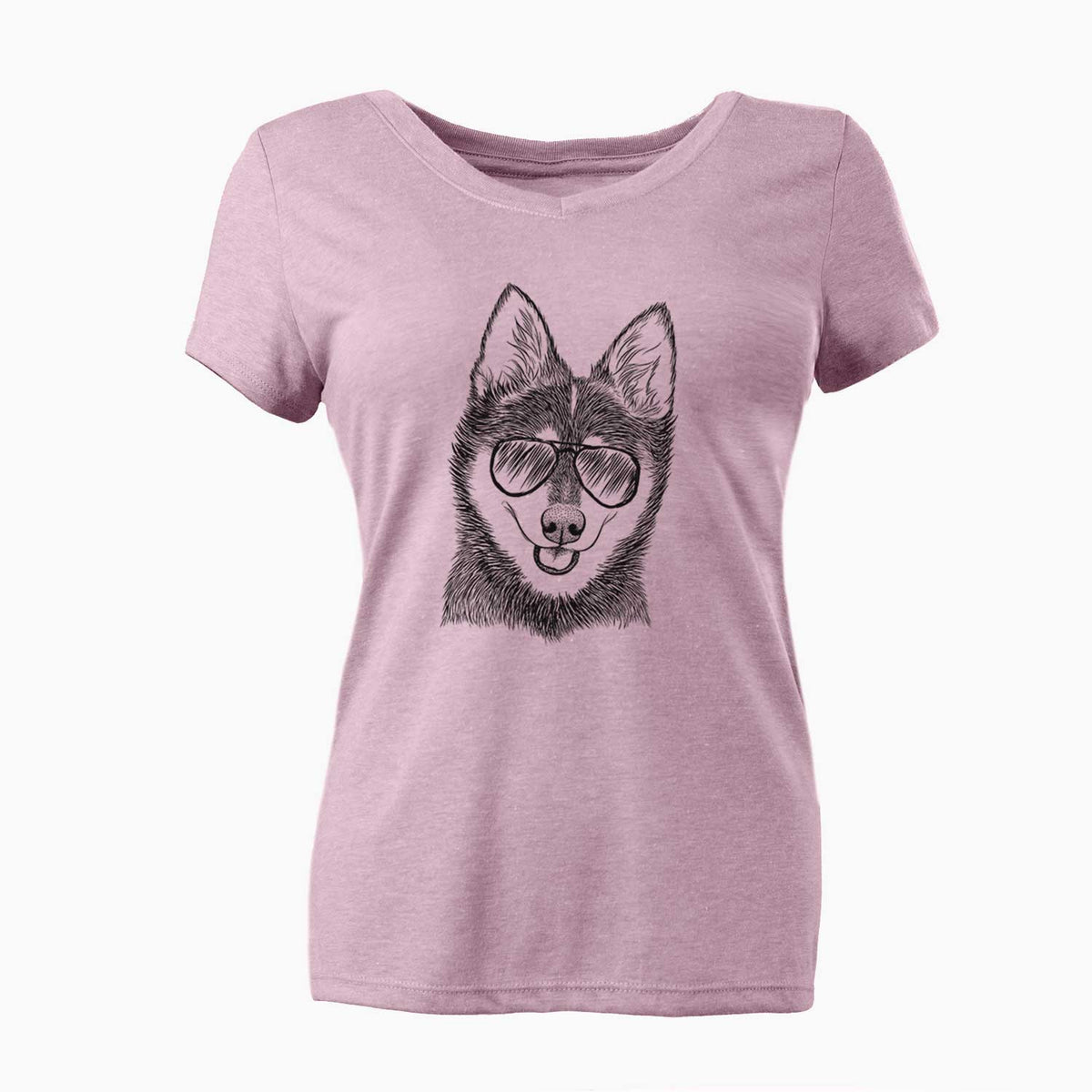 Aviator Posey the Alaskan Klee Kai - Women's V-neck Shirt