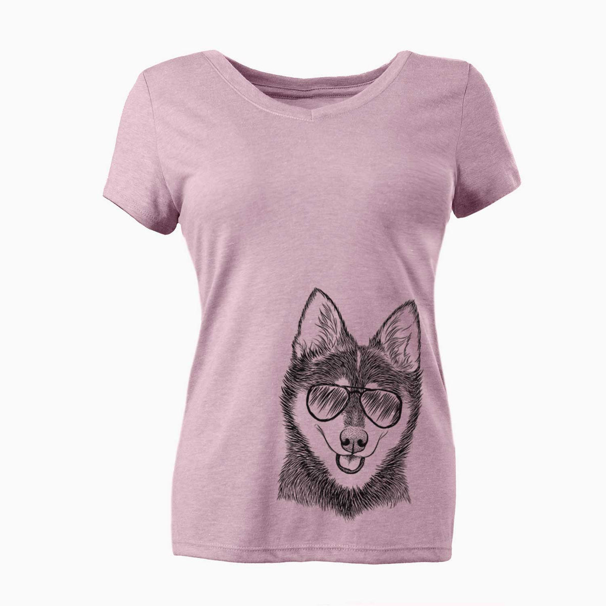 Aviator Posey the Alaskan Klee Kai - Women's V-neck Shirt