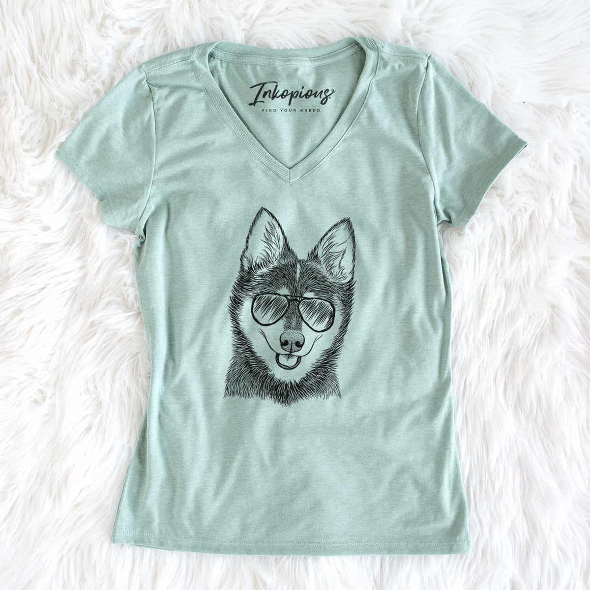 Aviator Posey the Alaskan Klee Kai - Women's V-neck Shirt