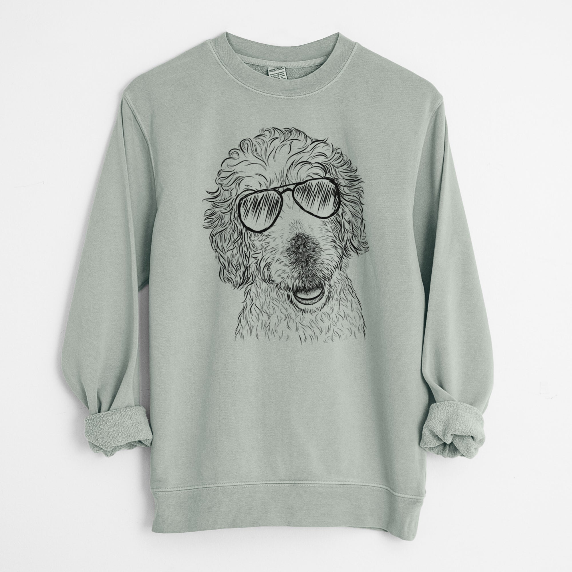 Aviator Preston the Labradoodle - Unisex Pigment Dyed Crew Sweatshirt