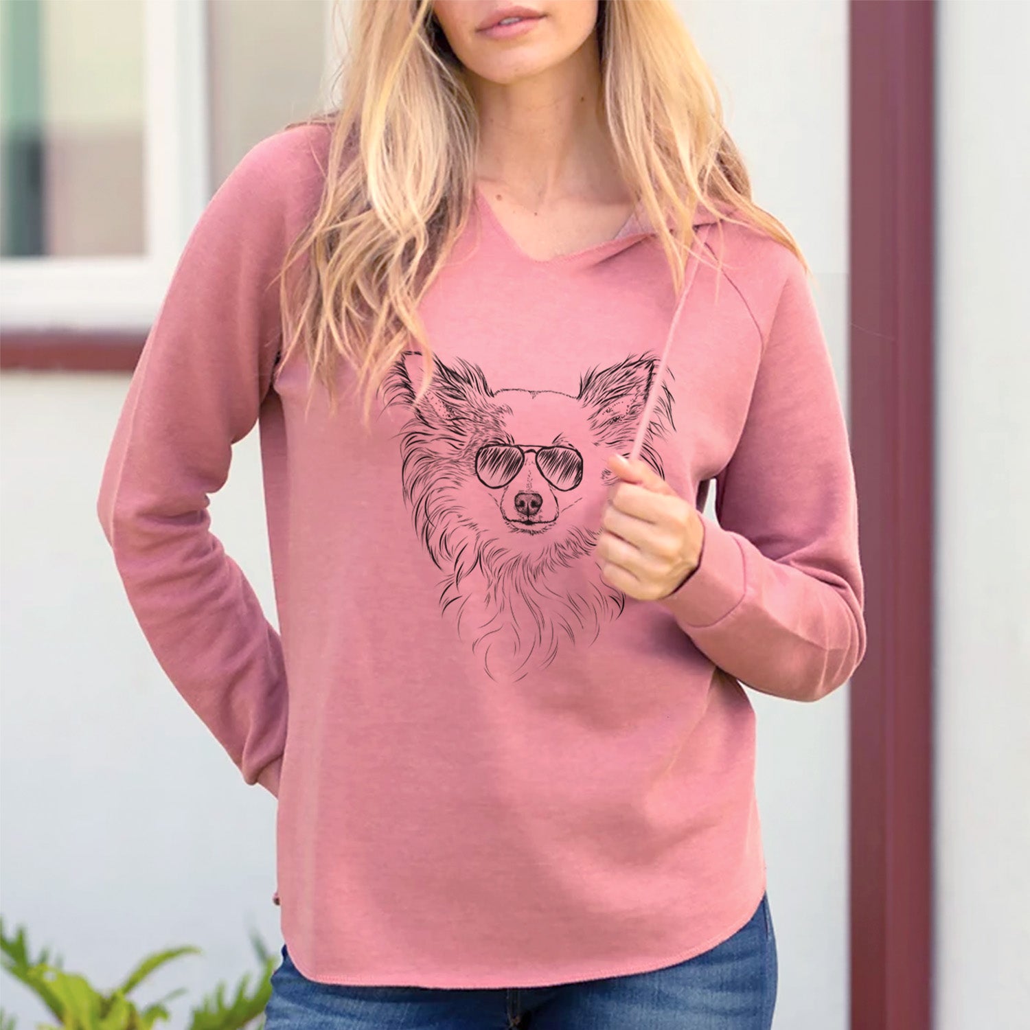 Aviator Princess Ava the Long Haired Chihuahua - Cali Wave Hooded Sweatshirt