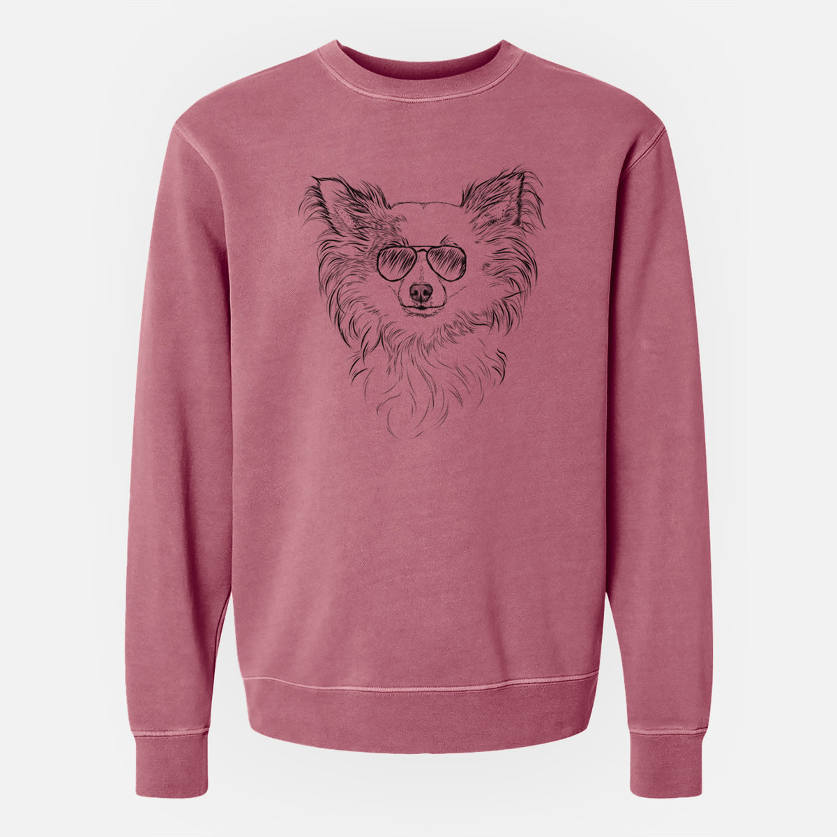 Aviator Princess Ava the Long Haired Chihuahua - Unisex Pigment Dyed Crew Sweatshirt
