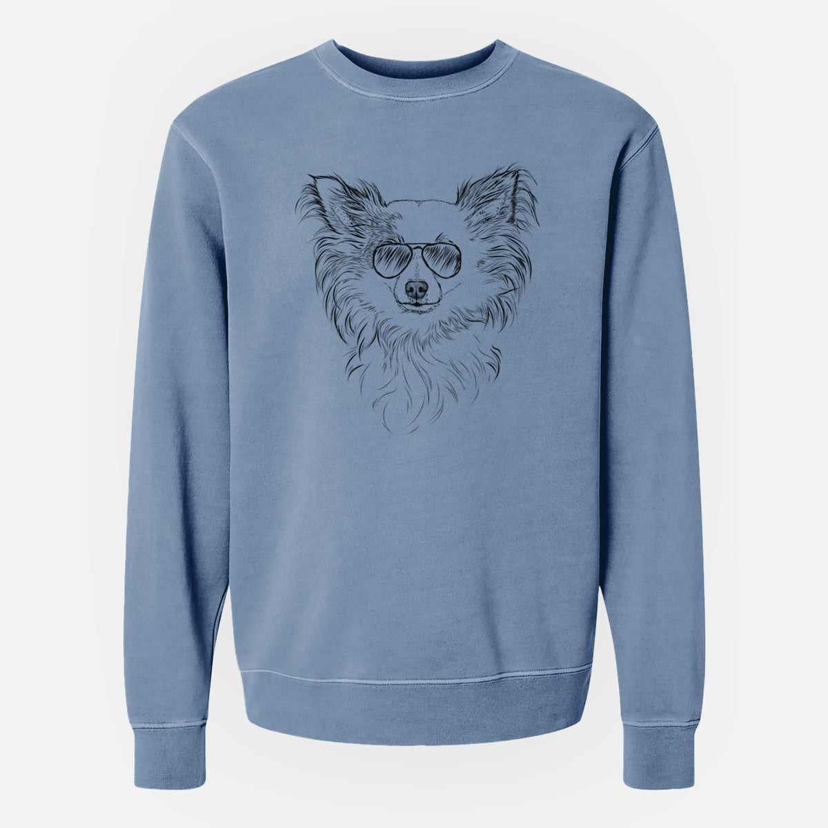 Aviator Princess Ava the Long Haired Chihuahua - Unisex Pigment Dyed Crew Sweatshirt