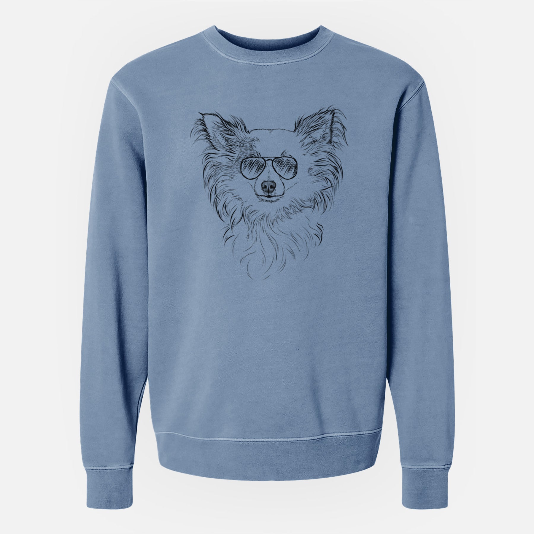 Aviator Princess Ava the Long Haired Chihuahua - Unisex Pigment Dyed Crew Sweatshirt
