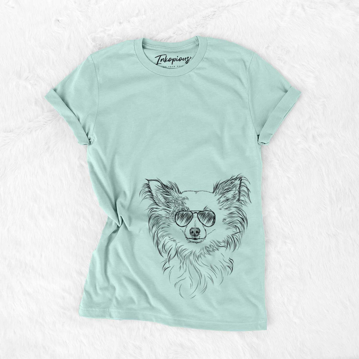 Aviator Princess Ava the Long Haired Chihuahua - Unisex Crewneck