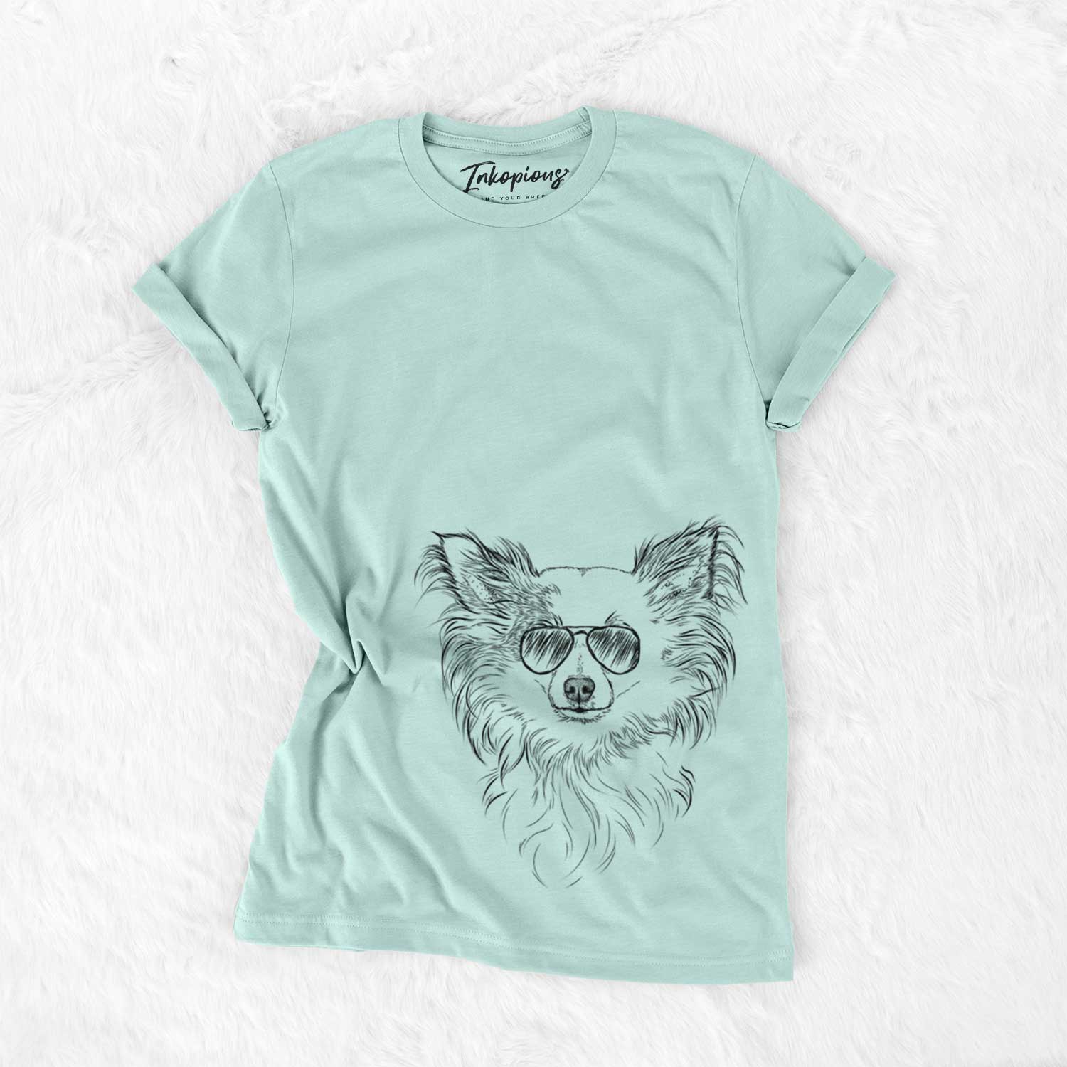 Aviator Princess Ava the Long Haired Chihuahua - Unisex Crewneck