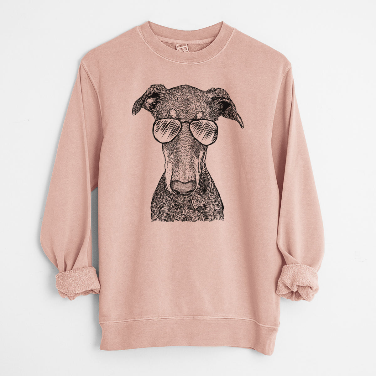 Aviator Princess Fiona the Doberman Pinscher - Unisex Pigment Dyed Crew Sweatshirt